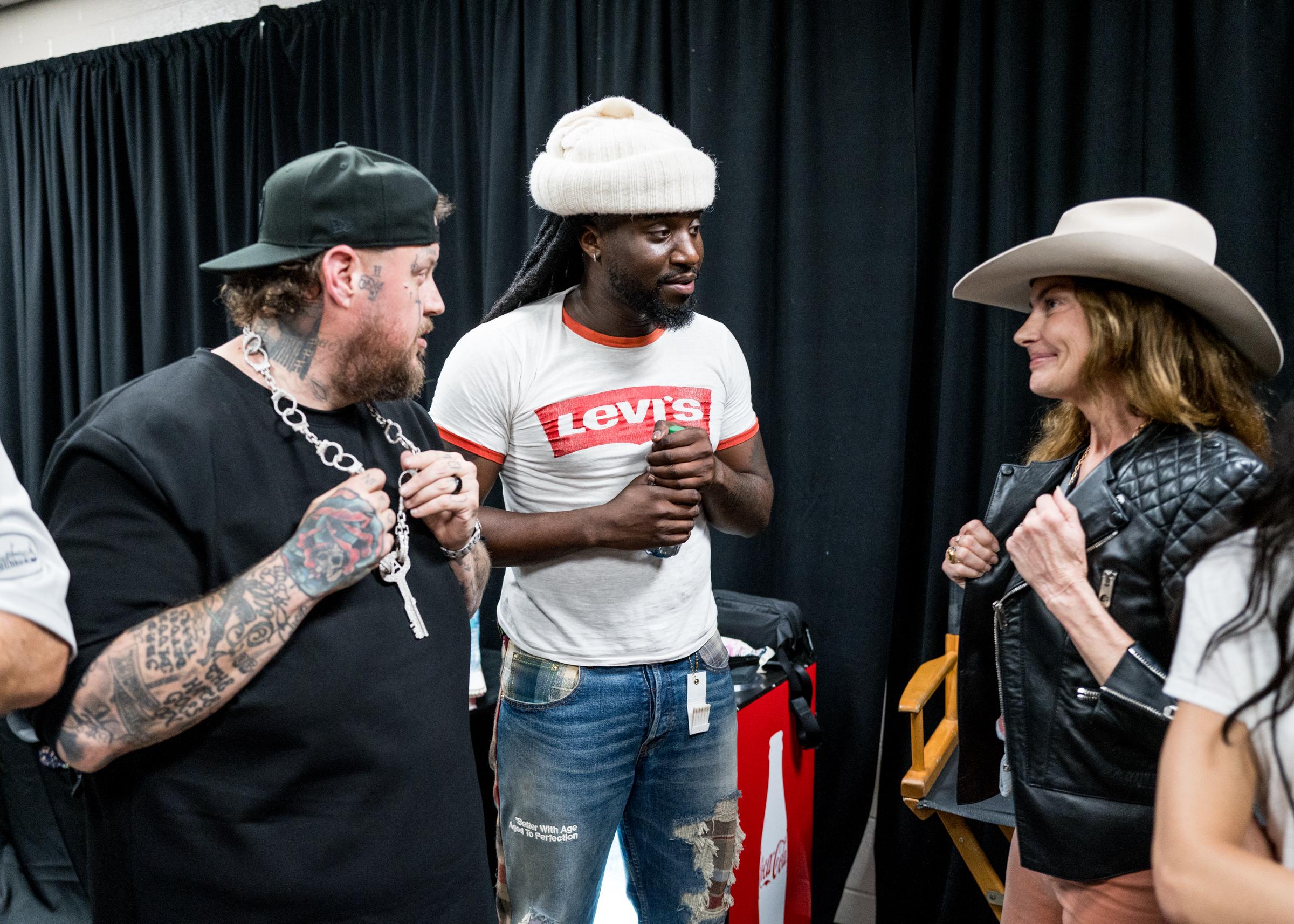 Jelly Roll, Shaboozey, and Faith Hill attend day two of CMA Fest 2025 at Nissan Stadium on June 6, 2025, in Nashville, Tennessee. | Source: Getty Images