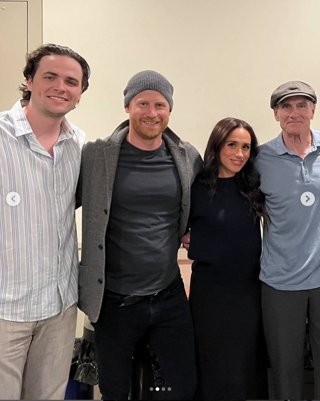 Meghan Markle and Prince Harry backstage with James Taylor in Santa Barbara, California, on May 13, 2025 | Source: Instagram/meghan