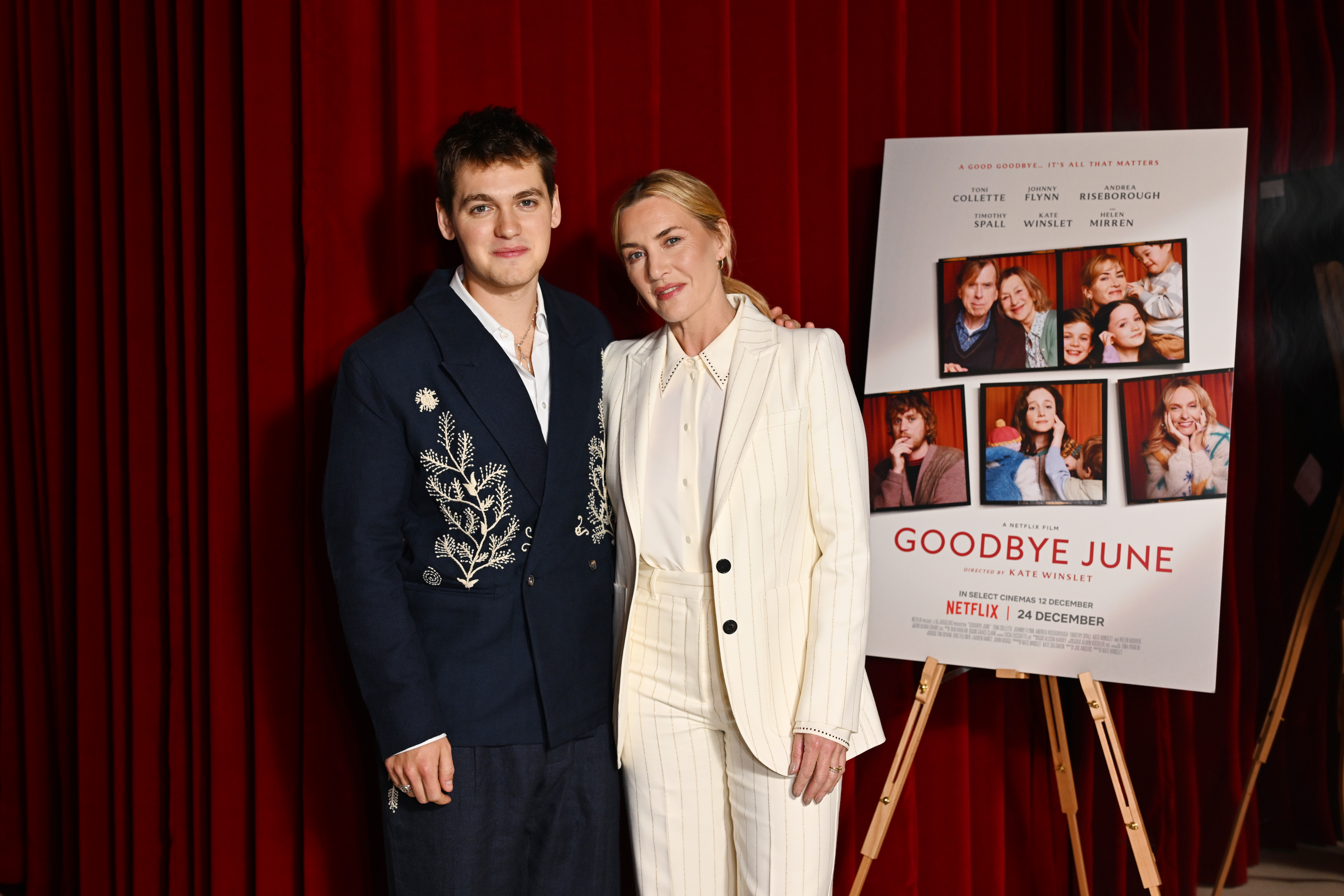 Kate Winslet and Joe Anders at the "Goodbye June" BAFTA Screening on December 5, 2025 in London, England | Source: Getty Images