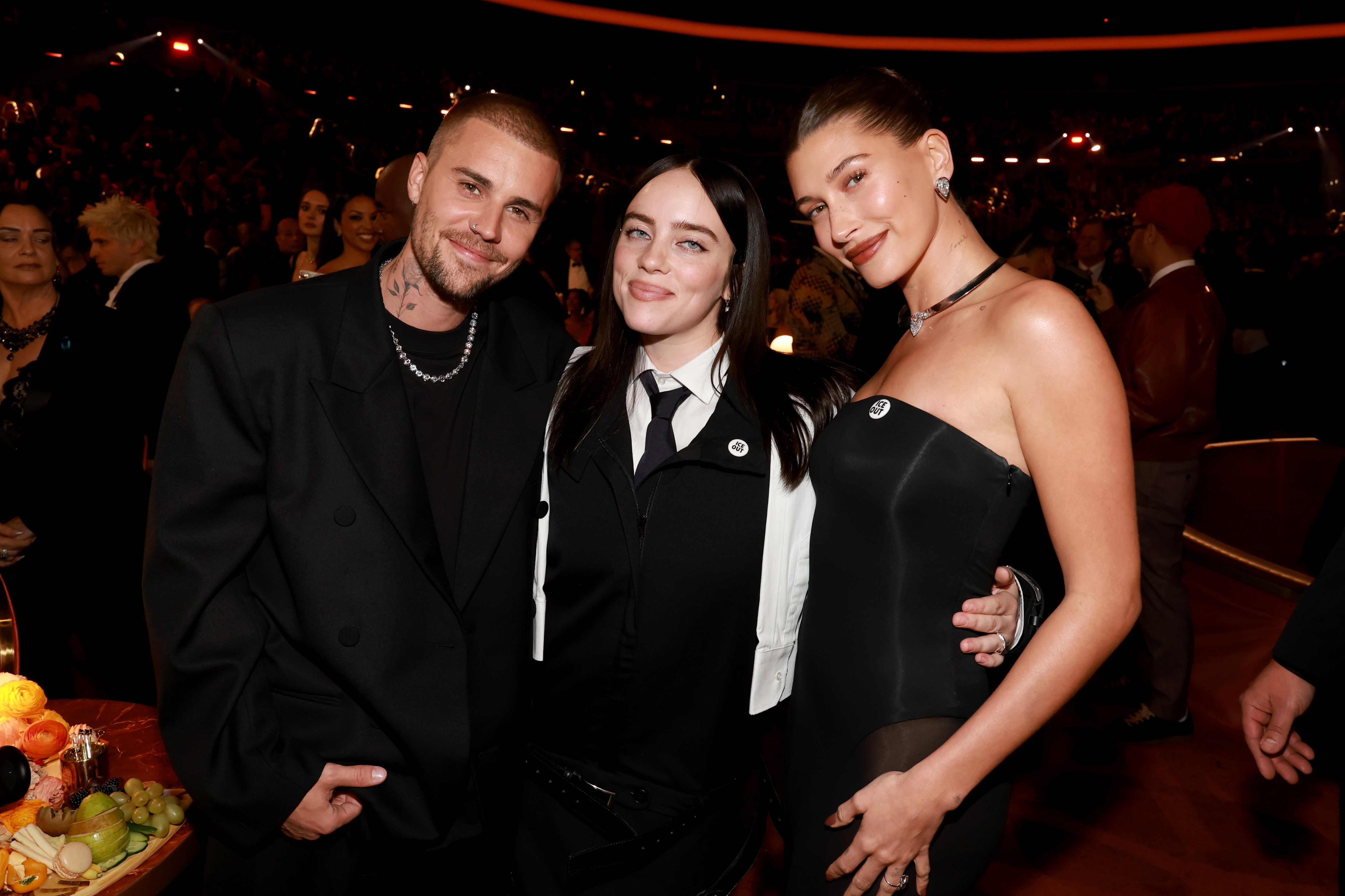 Justin Bieber, Billie Eilish, and Hailey Bieber attend the 68th GRAMMY Awards at Crypto.com Arena on February 01, 2026 in Los Angeles, California. | Source: Getty Images