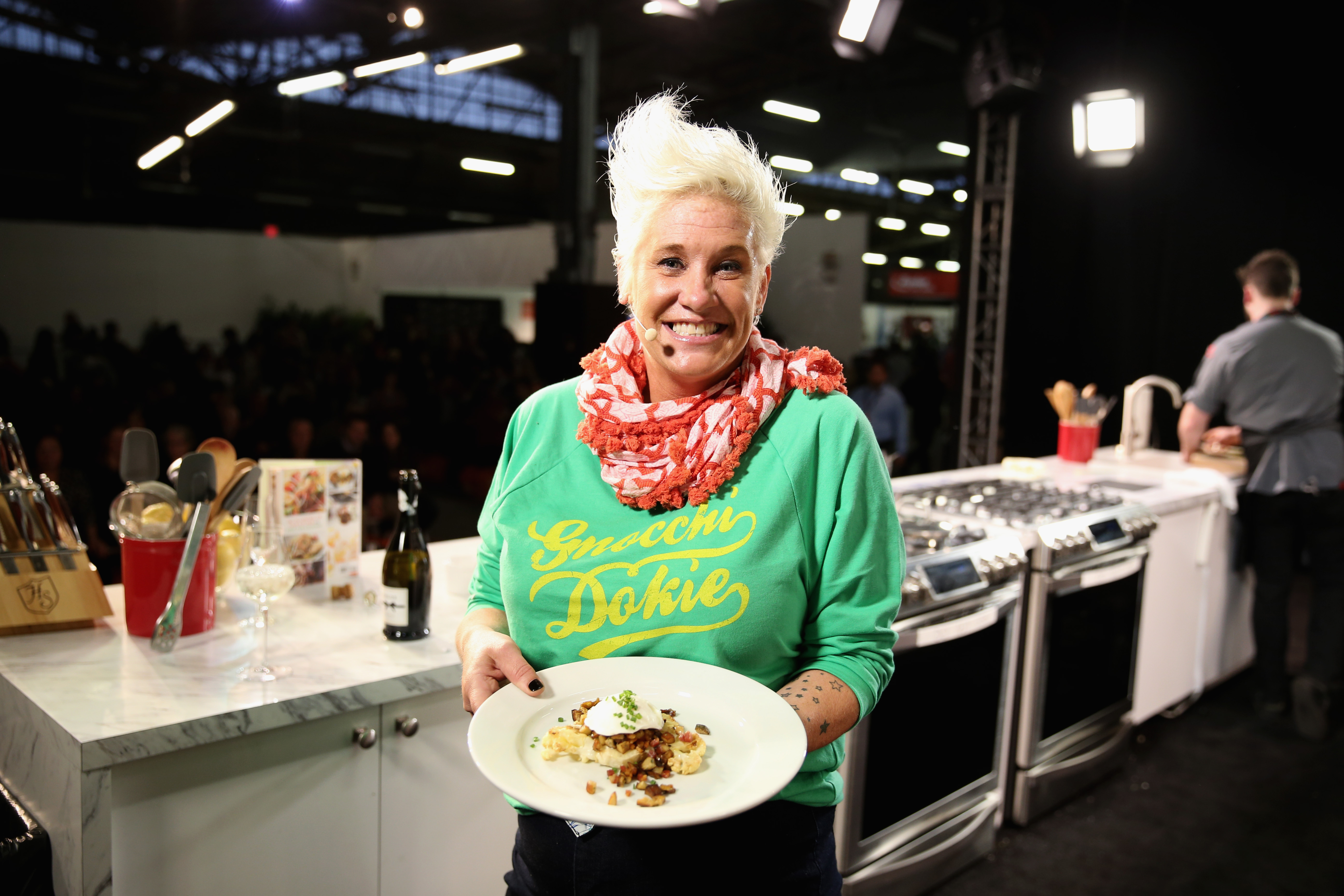 Chef Anne Burrell attends the Grand Tasting presented by ShopRite featuring Samsung culinary demonstrations presented by MasterCard - Food Network & Cooking Channel New York City Wine & Food Festival presented by FOOD & WINE at Pier 94 on October 17, 2015, in New York City. | Source: Getty Images