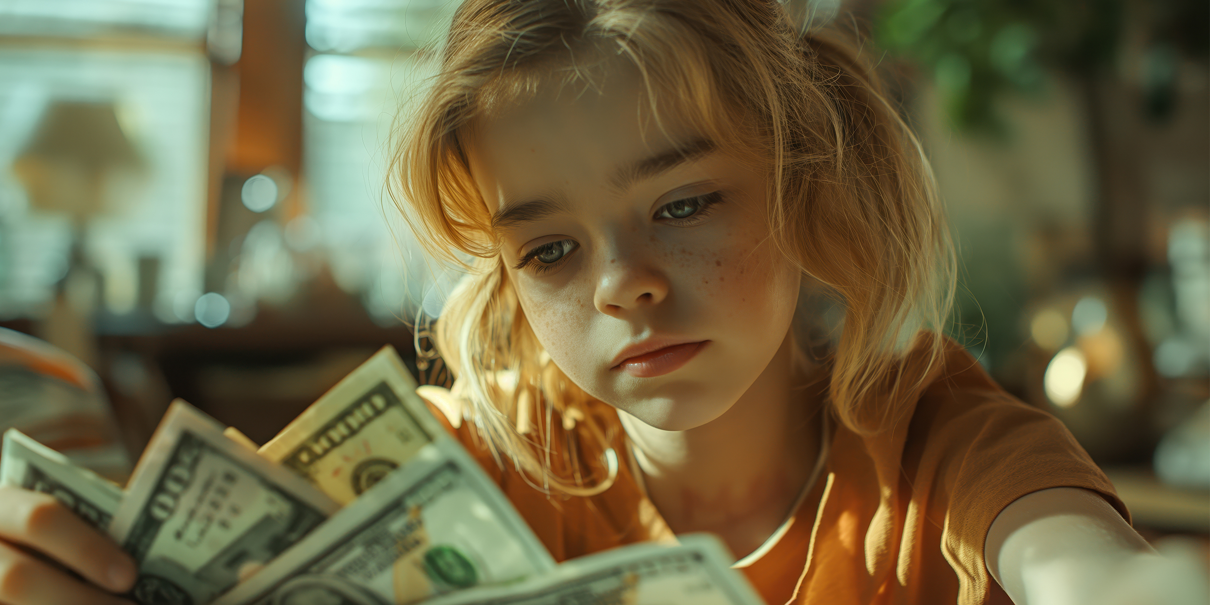 A little girl counting money | Source: Freepik