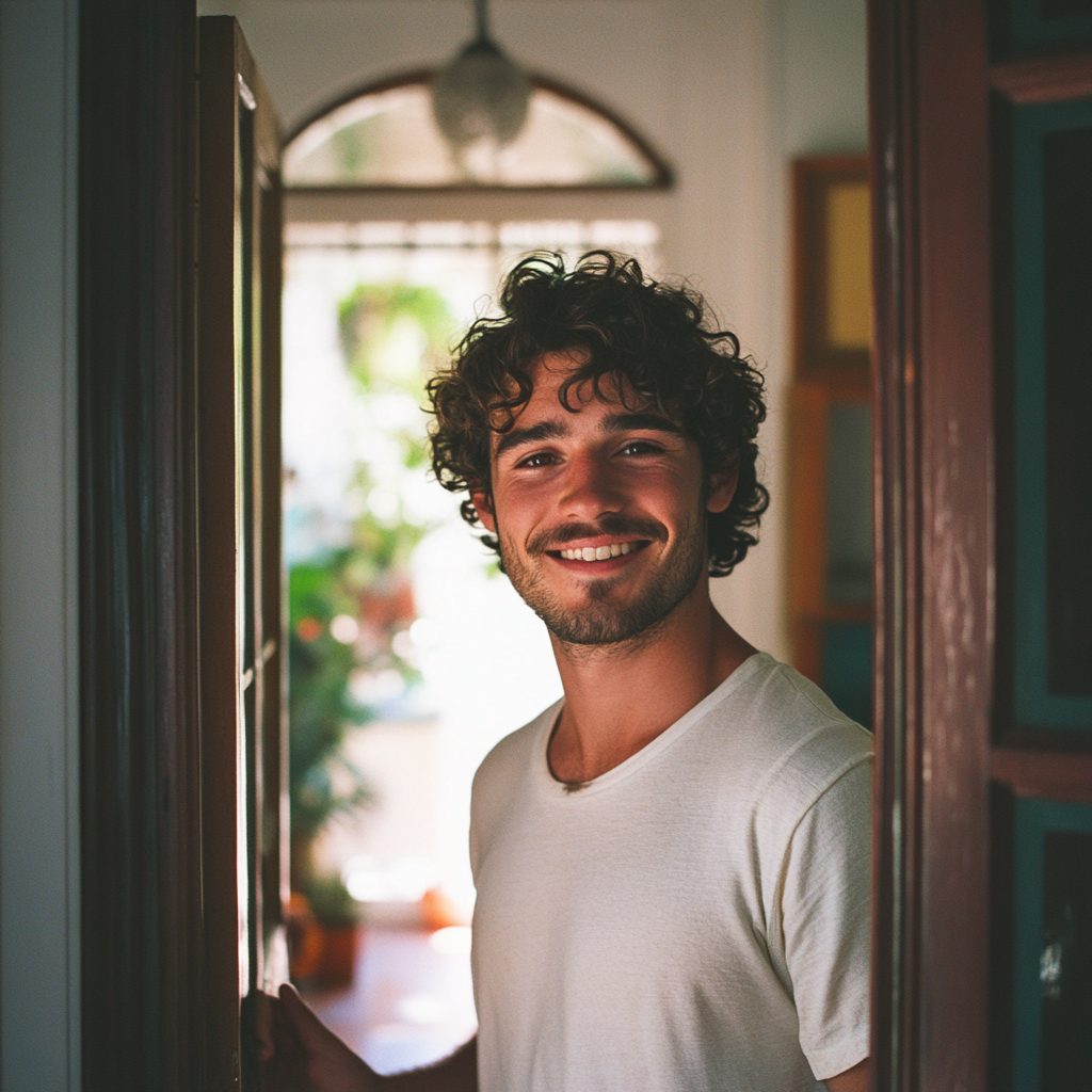 A man holding his door open | Source: Midjourney