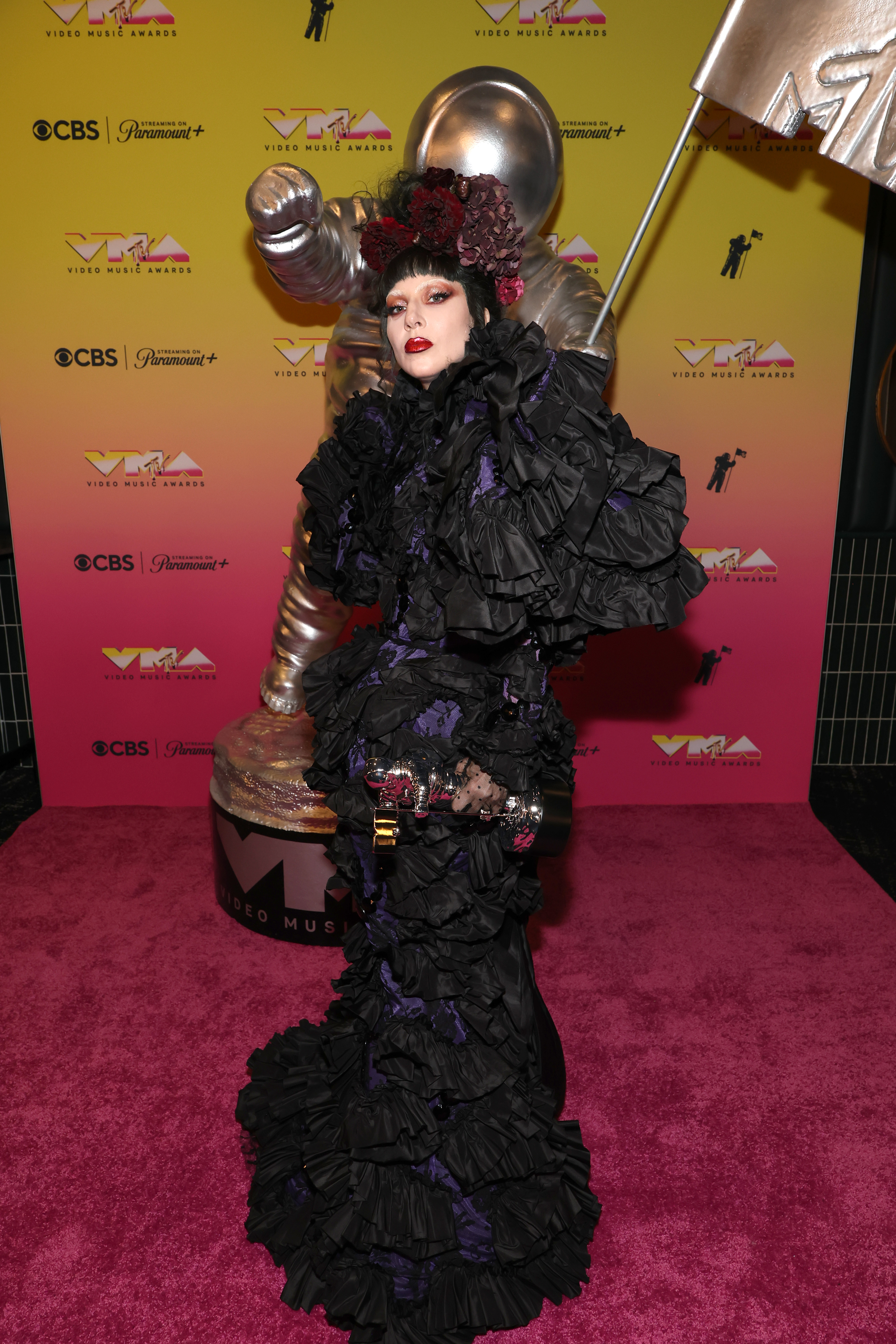 Lady Gaga poses with the Artist of the Year award during the 2025 MTV Video Music Awards at UBS Arena on September 7, 2025, in Elmont, New York. | Source: Getty Images