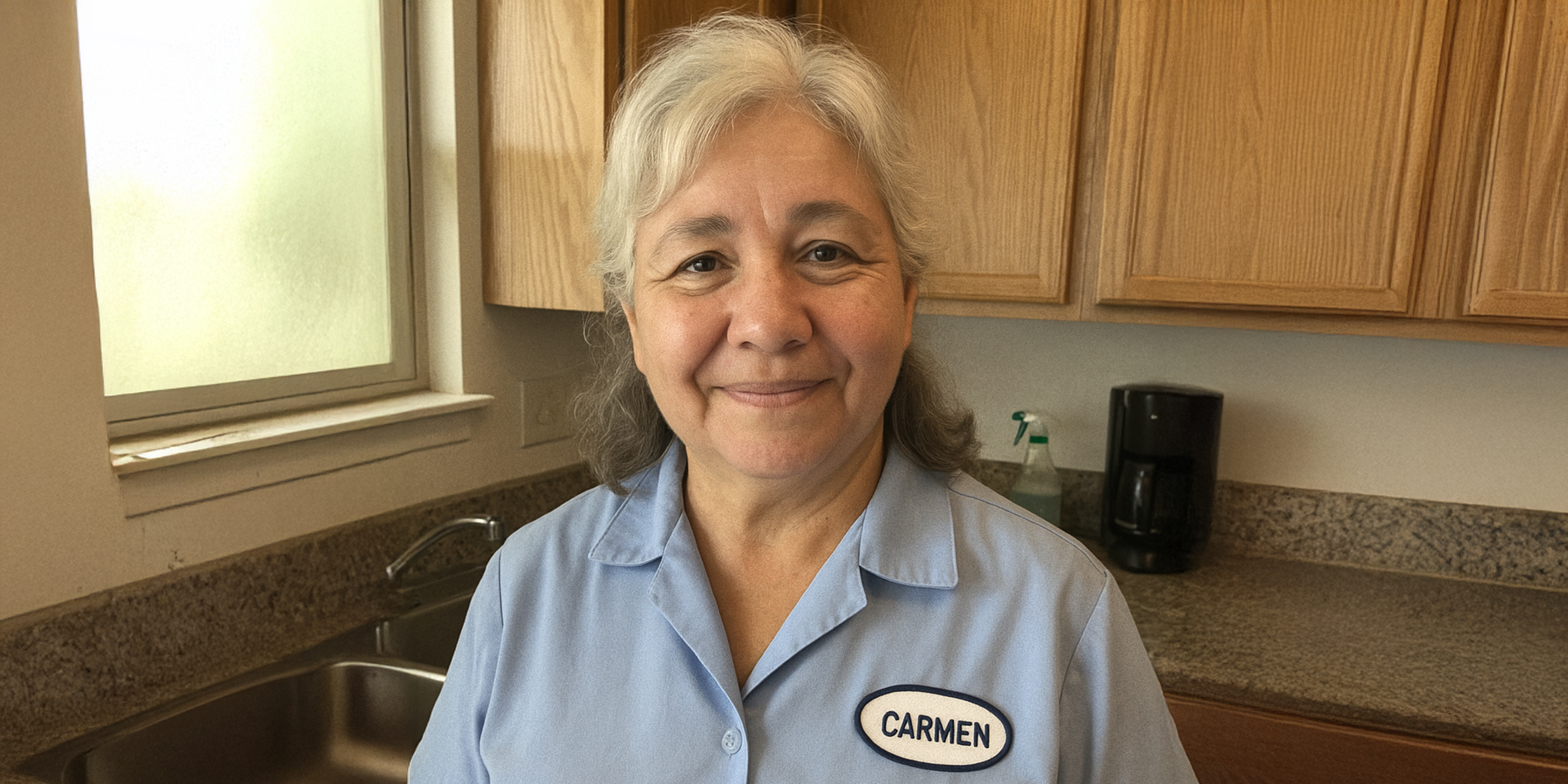 A woman wearing a uniform with a nametag | Source: Barabola