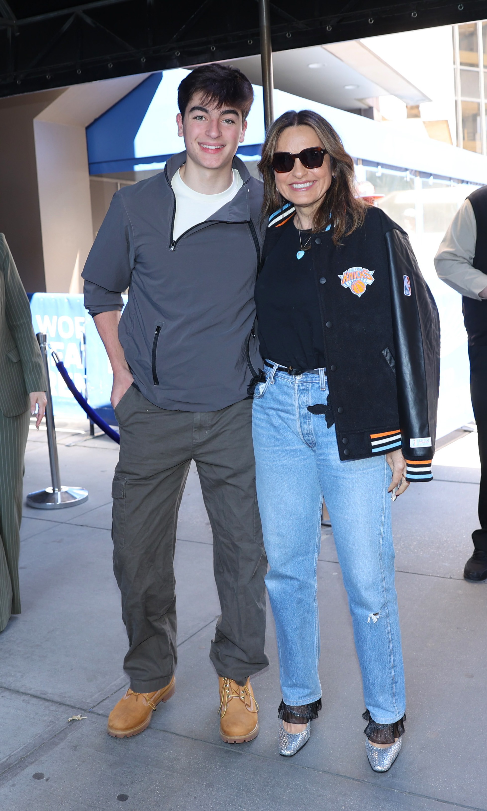 August Miklos Hermann and Mariska Hargitay are seen arriving to the Knicks Playoff game 3 at the Madison Square Garden on May 10, 2025, in New York City. | Source: Getty Images