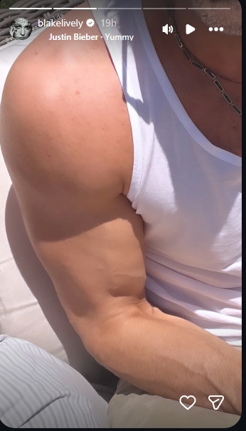 Blake Lively zoomed in on Ryan Reynolds' arm as part of a playful series of Instagram Stories celebrating her homemade baking. | Source: Instagram/blakelively