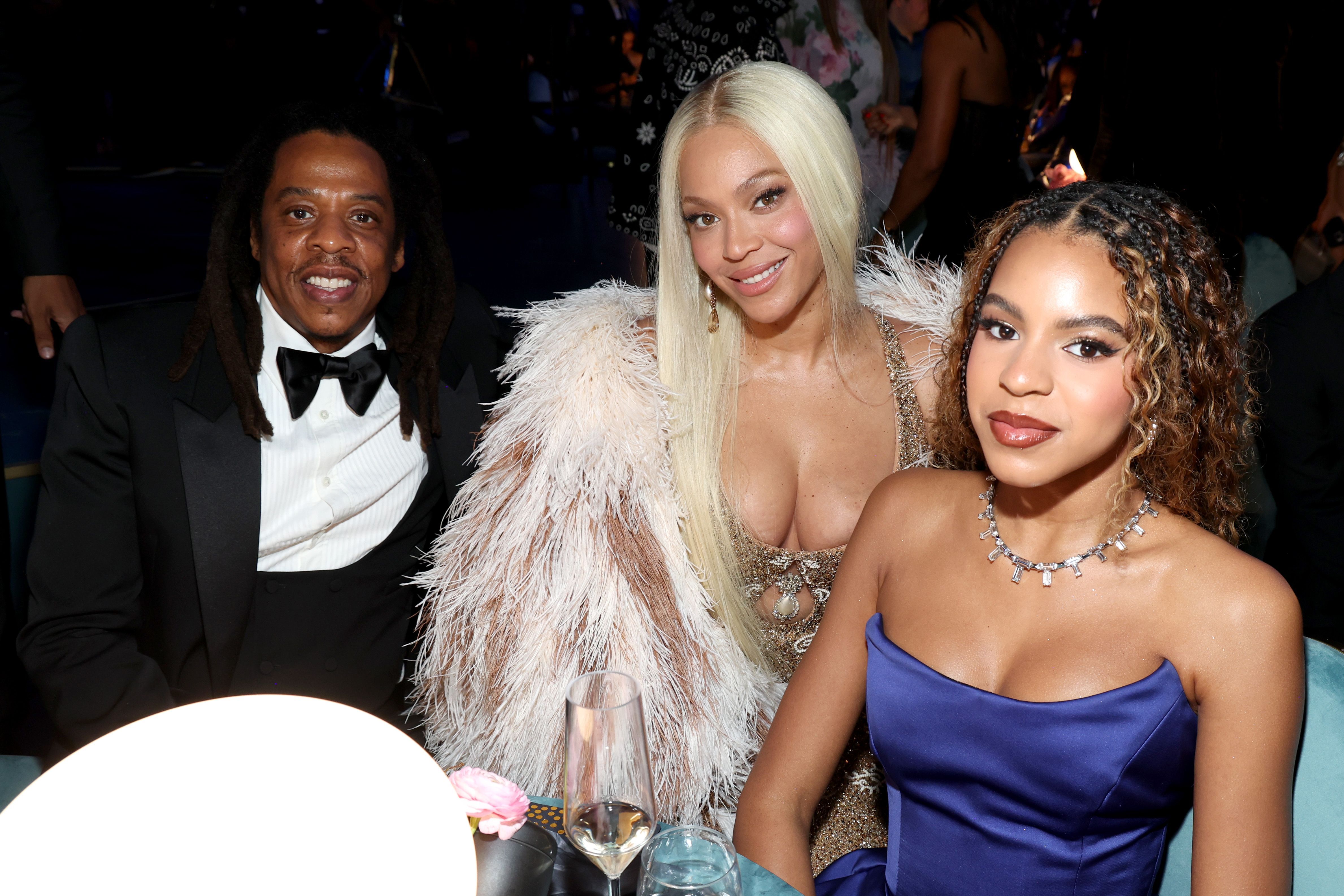 Jay-Z, Beyoncé, and Blue Ivy Carter attend the 67th Annual GRAMMY Awards at Crypto.com Arena on February 02, 2025 in Los Angeles, California. | Source: Getty Images