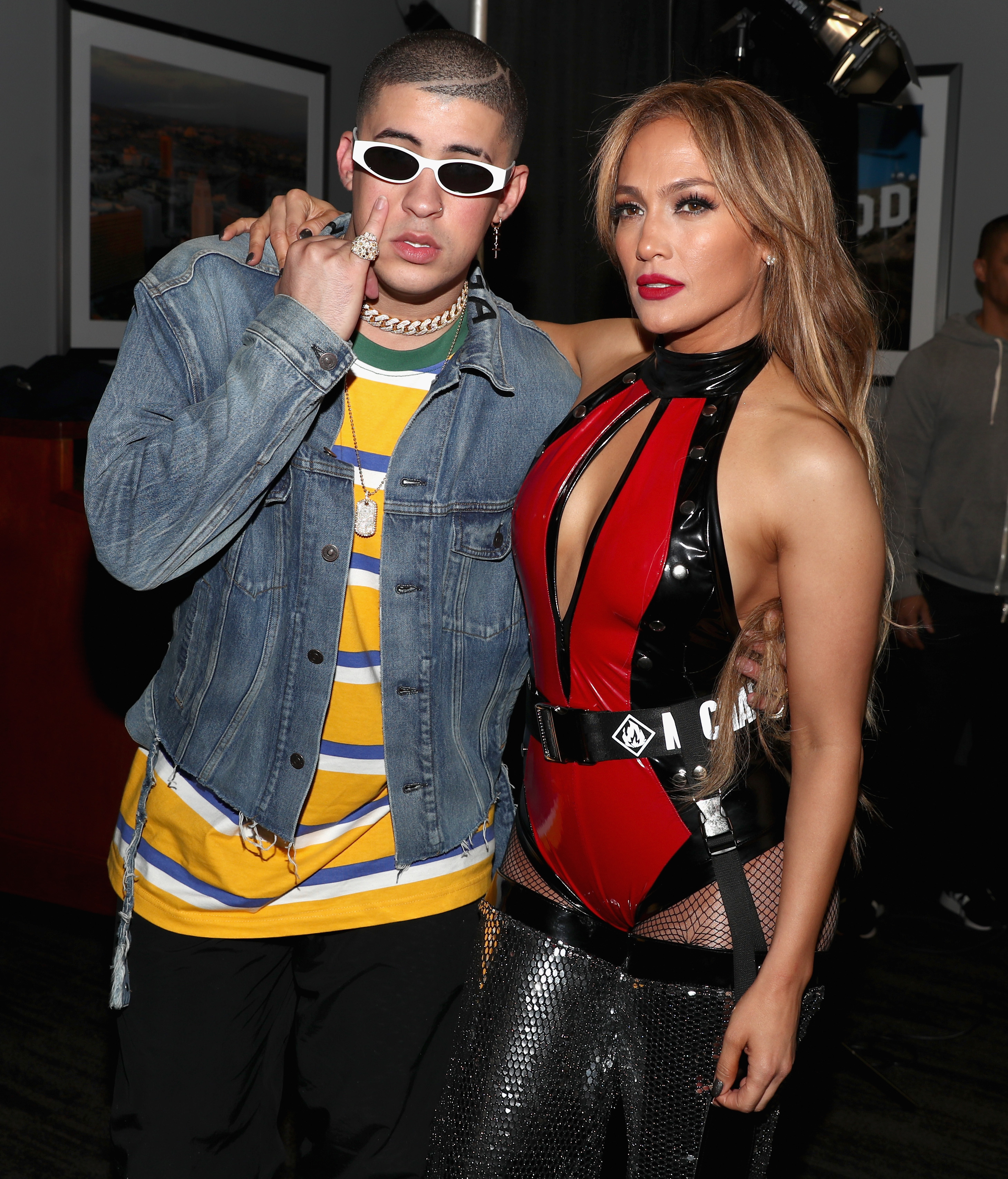 Bad Bunny and Jennifer Lopez attend Calibash Los Angeles 2018 at Staples Center on January 20, 2018, in Los Angeles, California. | Source: Getty Images