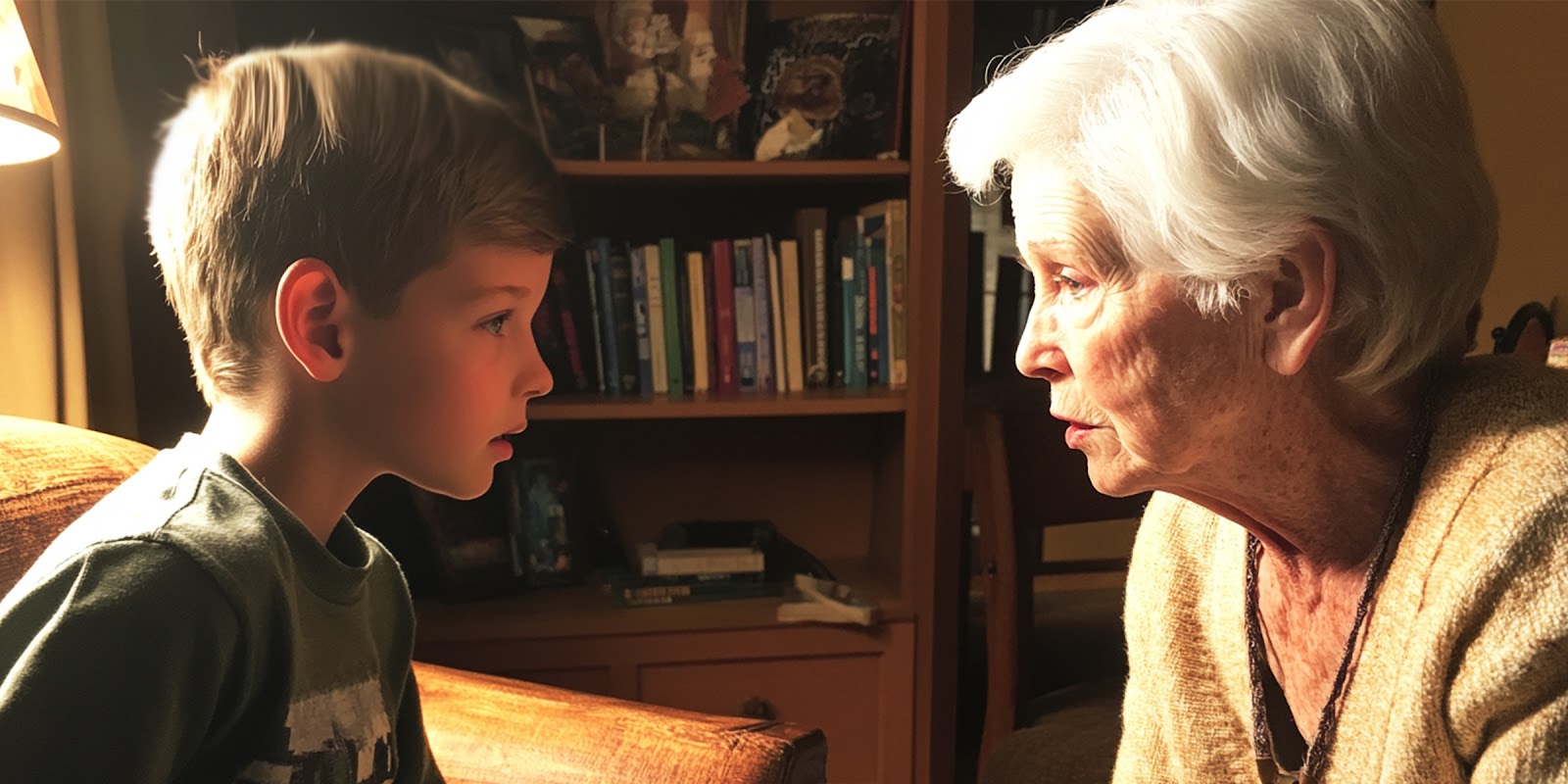 Boy and elderly woman. | Source: Midjourney