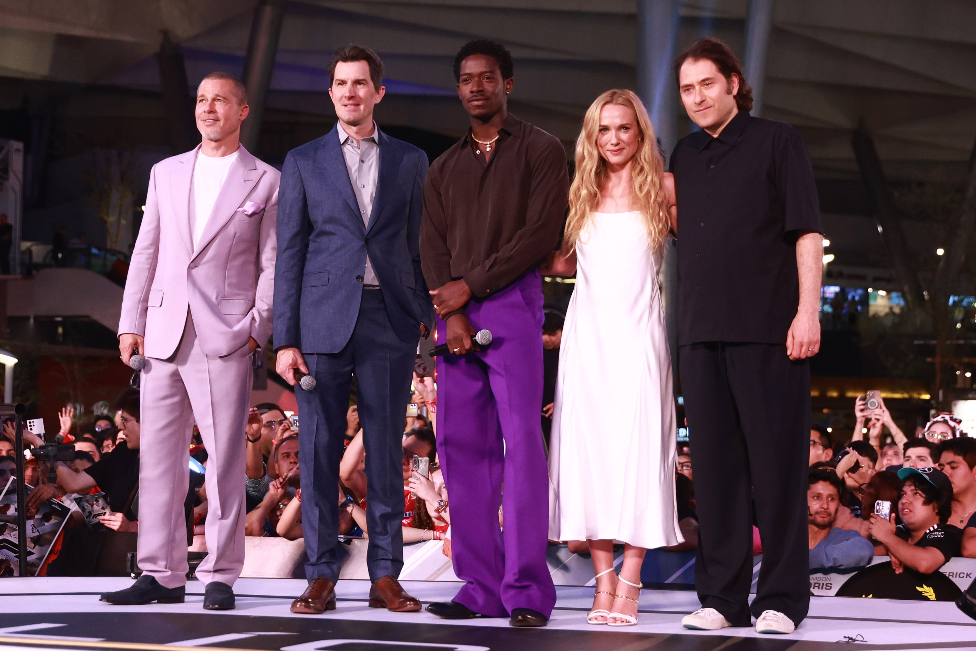 Brad Pitt, Joseph Kosinski, Damson Idris, Kerry Condon and Jeremy Kleiner attend the photocall for the 'F1: The movie' at Toreo Parque Central, in Mexico City, Mexico on June 09, 2025 | Source: Getty Images