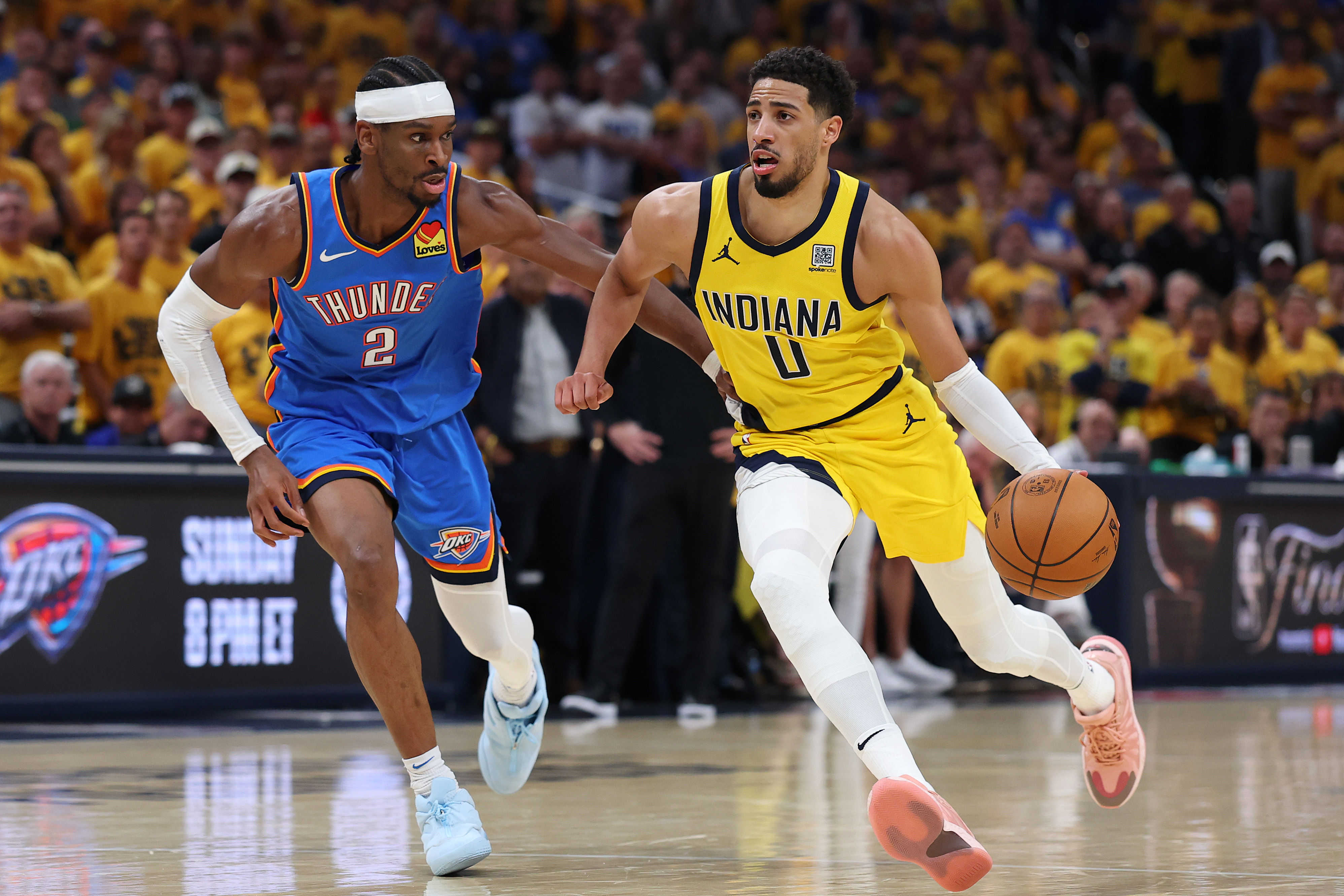 Shai Gilgeous-Alexander and Tyrese Haliburton | Source: Getty Images