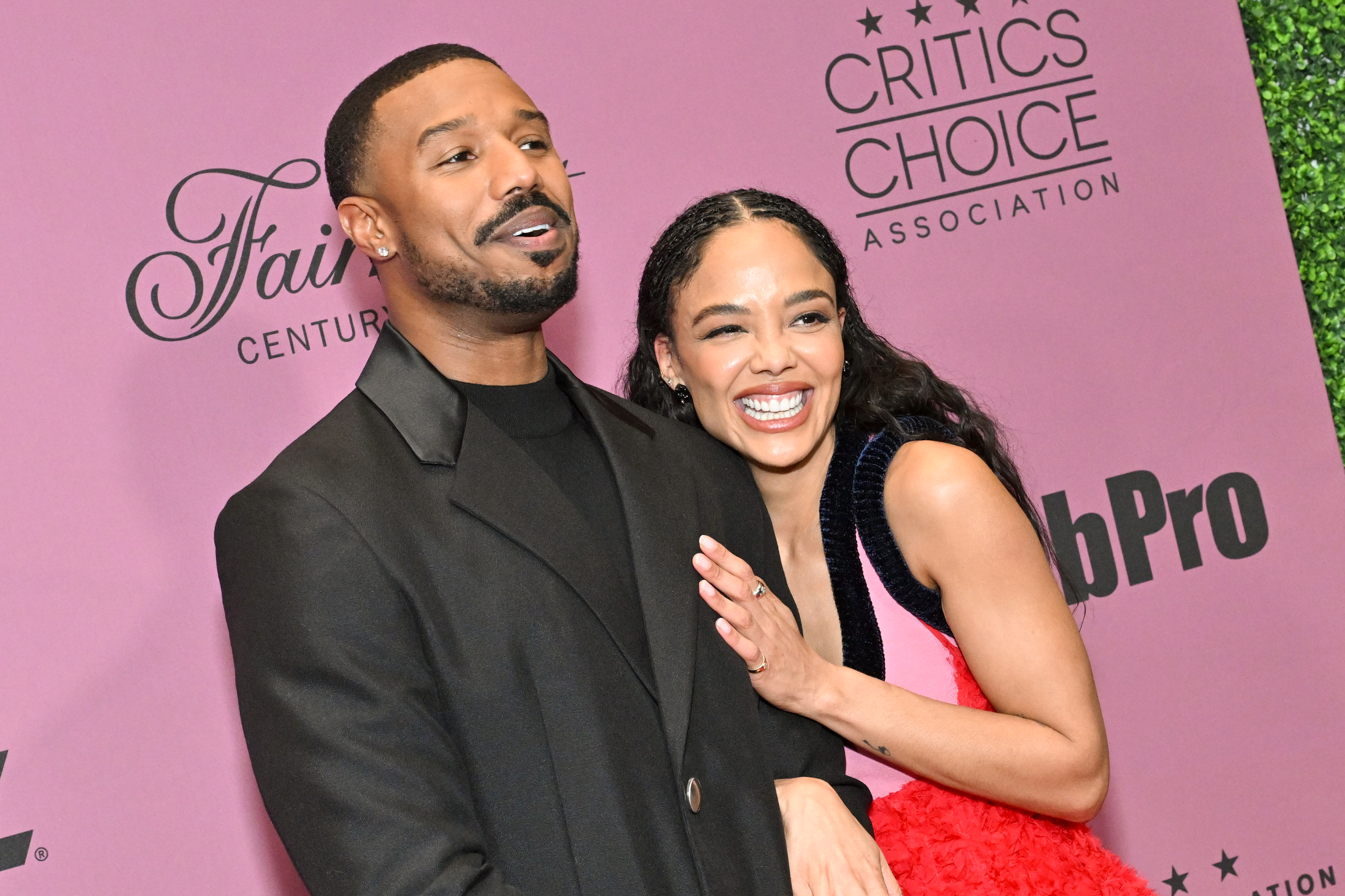 Michael B. Jordan and Tessa Thompson at The Critics Choice Association's 8th Annual Celebration of Black Cinema & Television held at the Fairmont Century Plaza Hotel on December 09, 2025 in Los Angeles, California. | Source: Getty Images