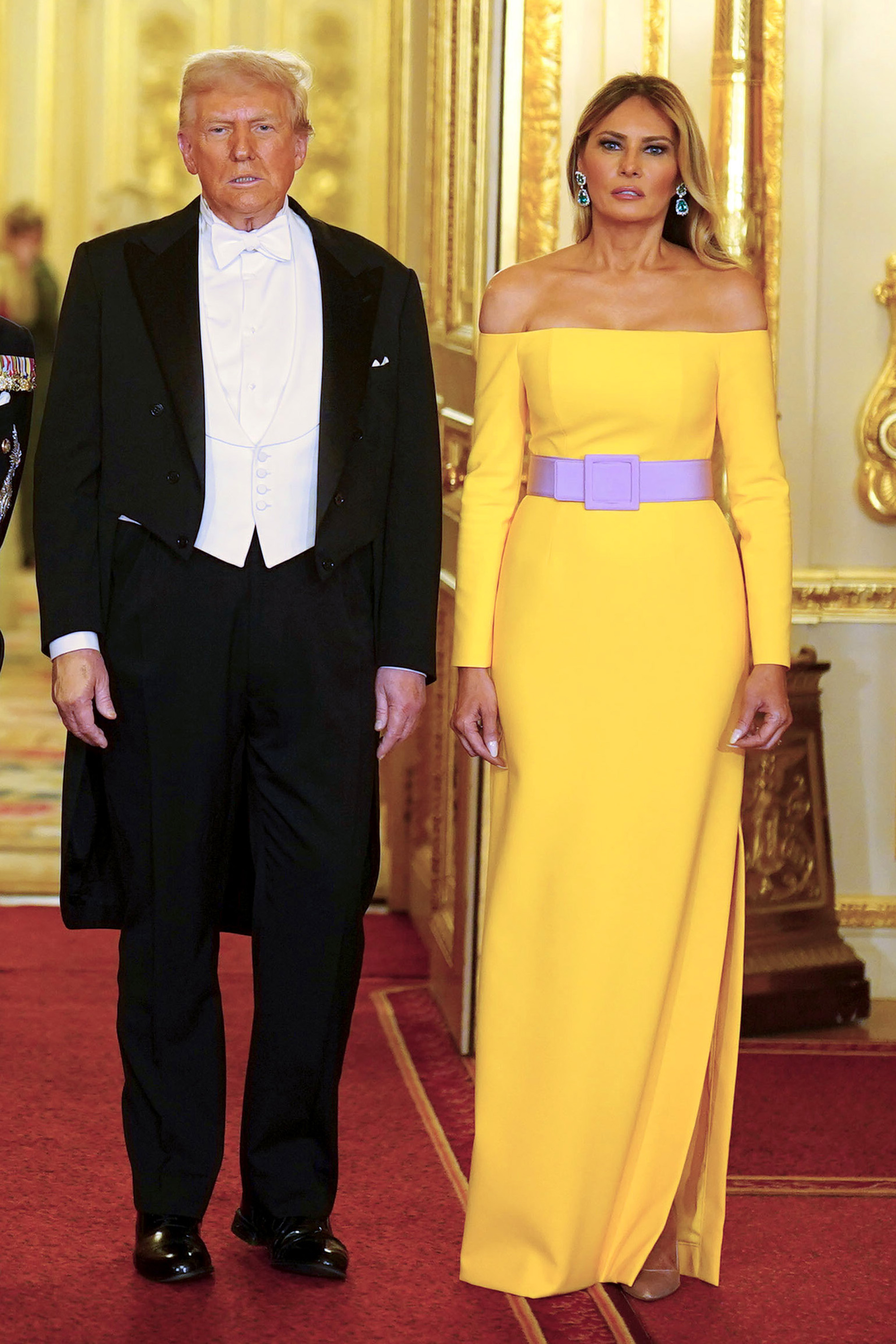 U.S. President Donald Trump and First Lady Melania Trump arrive for the State Banquet hosted by King Charles III and members of the Royal Family at Windsor Castle during the state visit by the President of the United States of America on September 17, 2025, in Windsor, England. | Source: Getty Images
