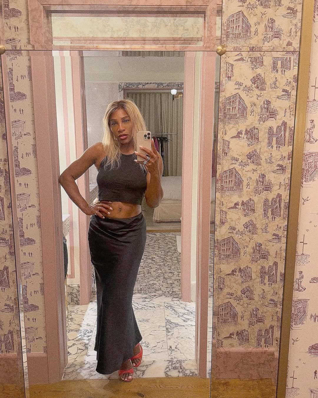 Serena Williams poses at Fouquet's New York Hotel in a post shared on August 10, 2025. | Source: Instagram/serenawilliams
