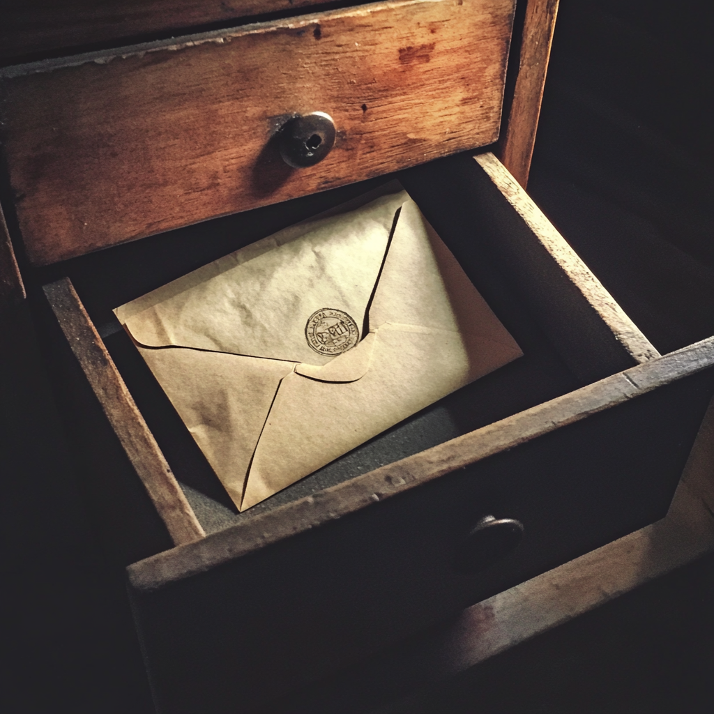 An envelope in a cupboard | Source: Midjourney