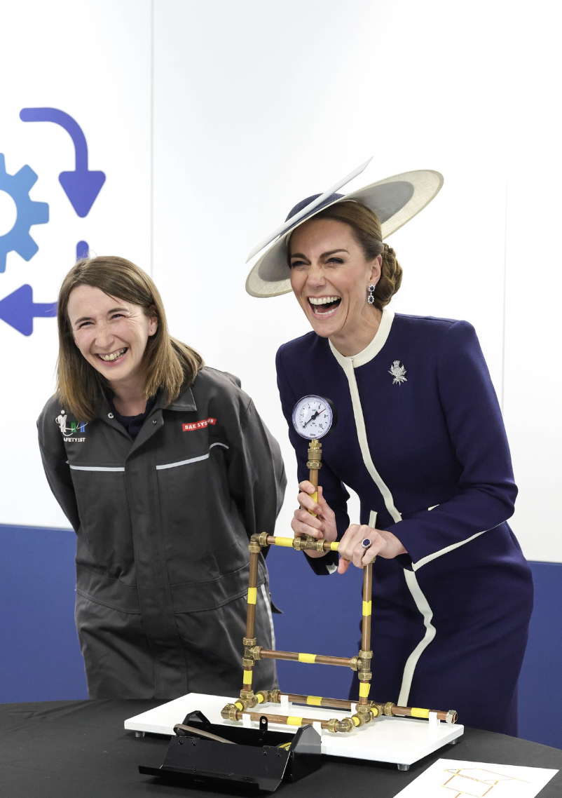 Princess Catherine laughs alongside an HMS Glasgow crew member on May 22, 2025 in Scotland | Source: Instagram/princeandprincessofwales