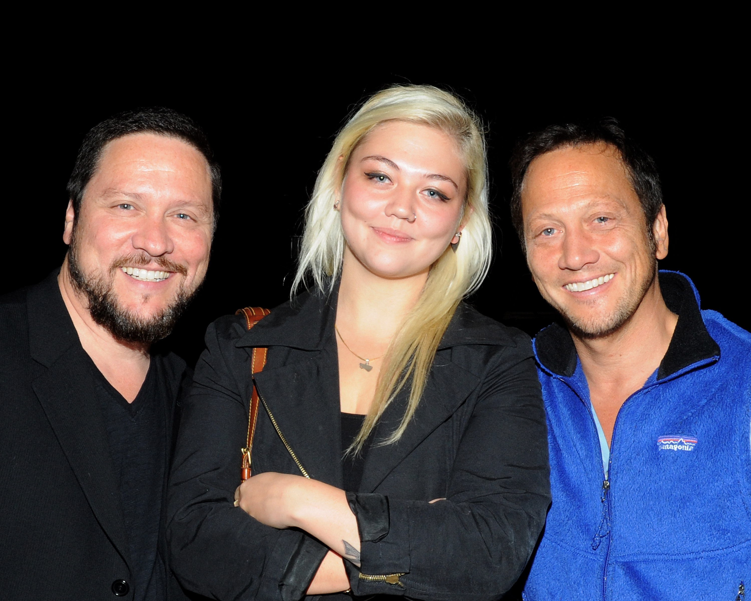 John Schneider, musician Elle King and comedian Rob Schneider pose at The Ice House Comedy Club on October 22, 2009 in Pasadena, California. | Source: Getty Images
