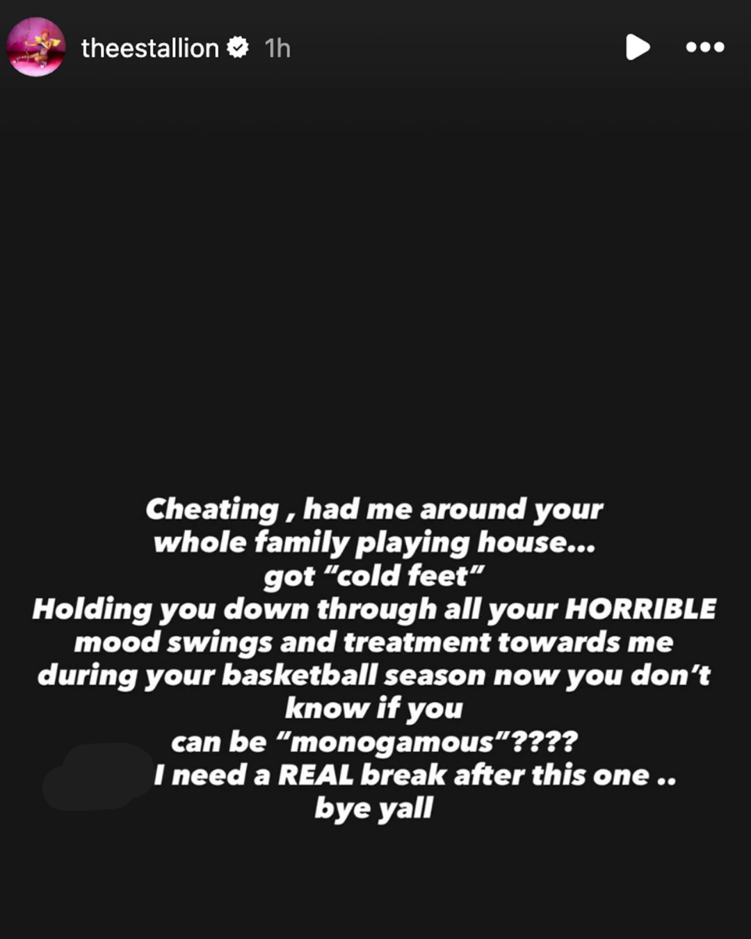 Megan Thee Stallion's Instagram Stories post dated April 25, 2026. | Source: Instagram/theestallion