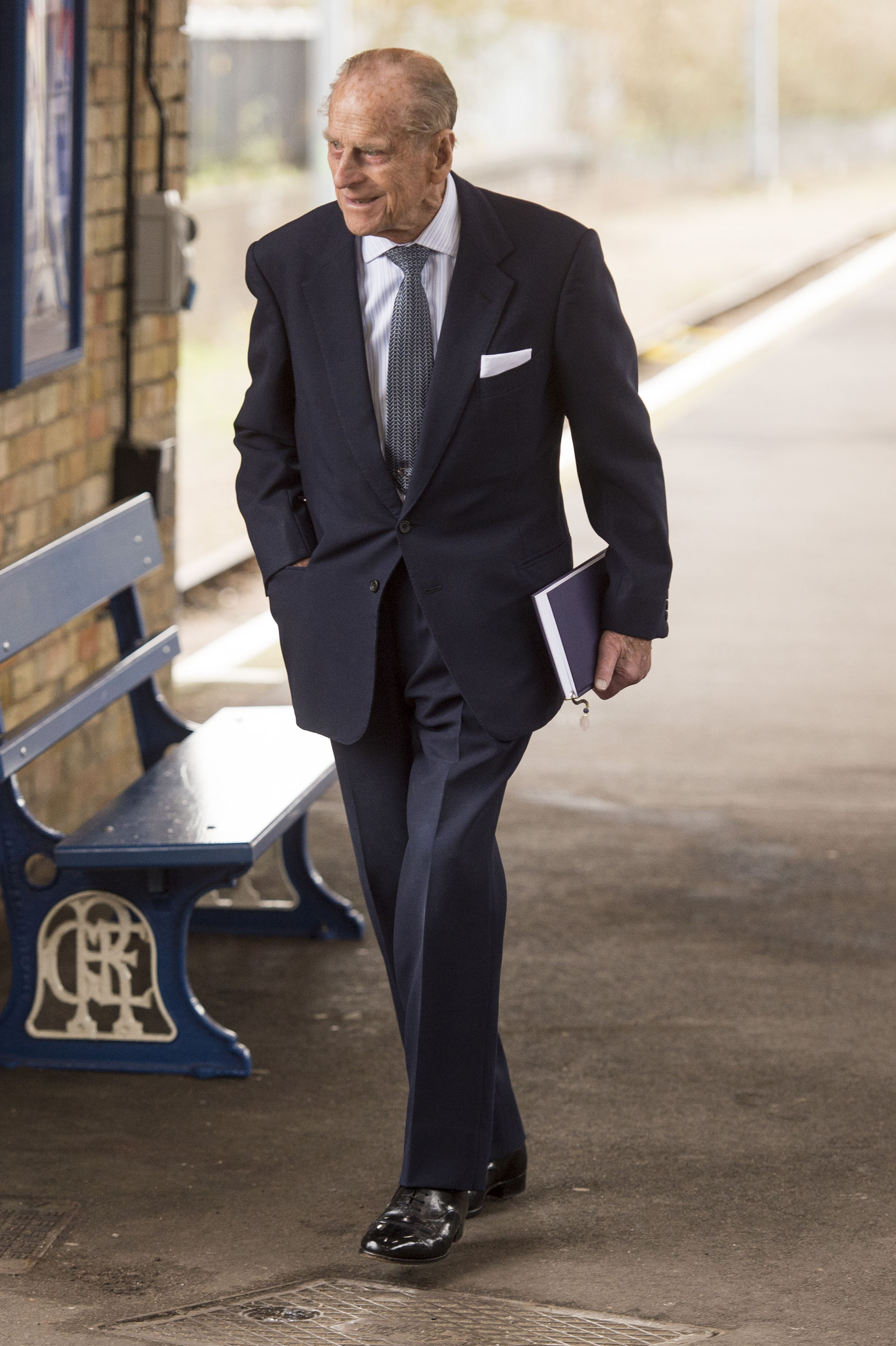 Prince Philip, Duke of Edinburgh arrives to start his Christmas Break at Sandringham at King's Lynn Station on December 17, 2015 in King's Lynn, England. | Source: Getty Images
