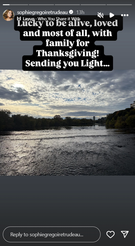 A screengrab of a Stories post, dated October 13, 2025. | Source: Instagram/sophiegregoiretrudeau