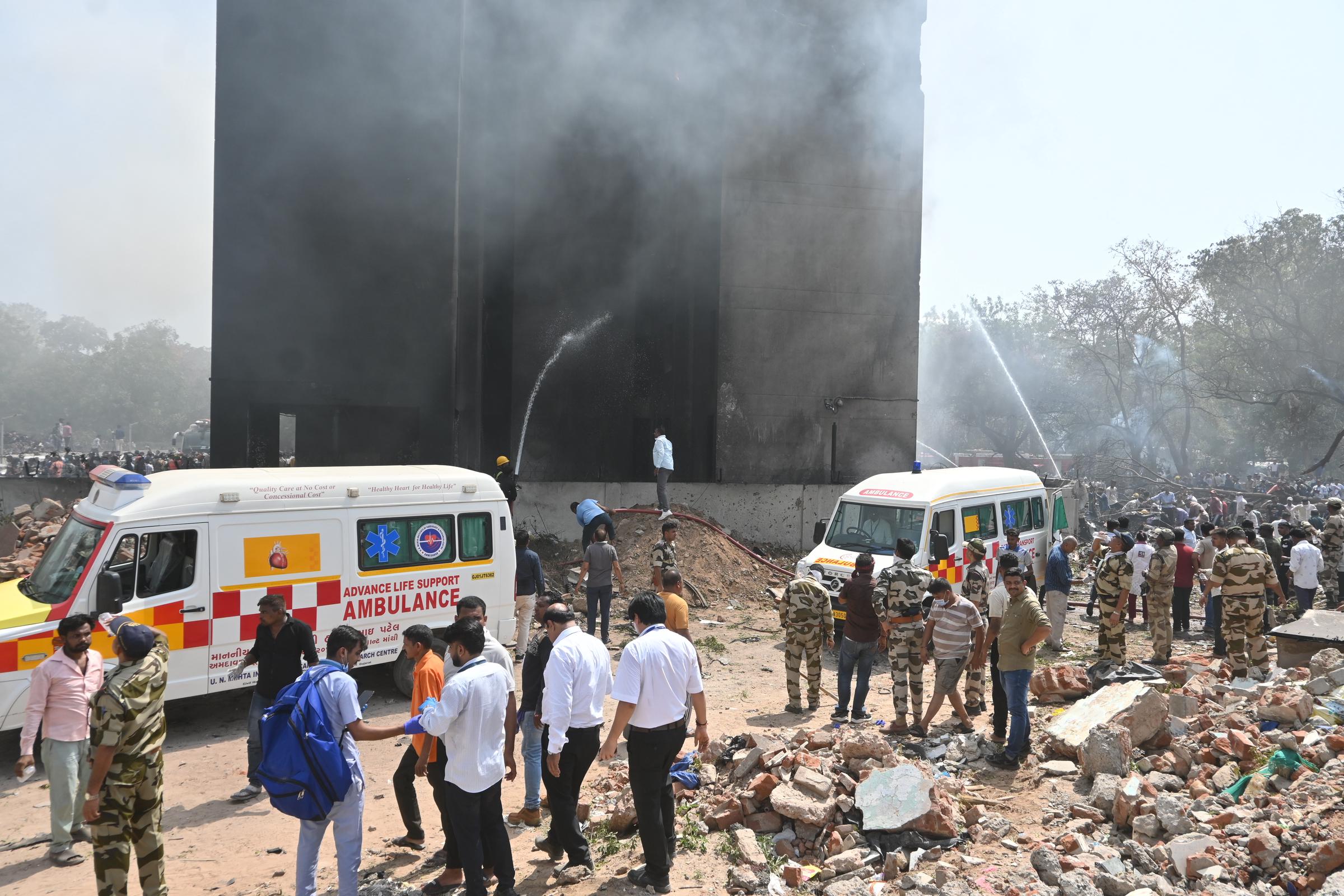 A view of the site where a plane crashed shortly after takeoff from Sardar Vallabhbhai Patel International Airport in India's western state of Gujarat on June 12, 2025. | Source: Getty Images