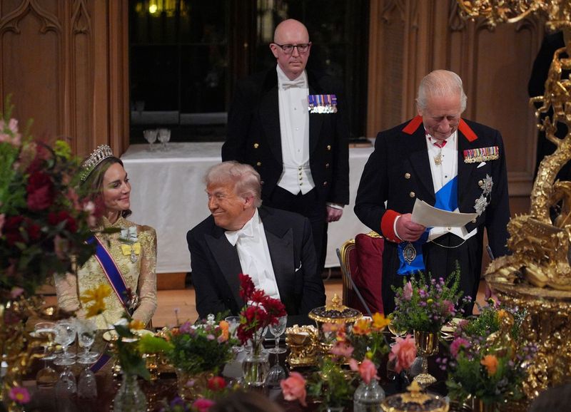 Princess Catherine seated beside US president Donald Trump during the state banquet at Windsor Castle on September 17, 2025. | Source: Getty Images