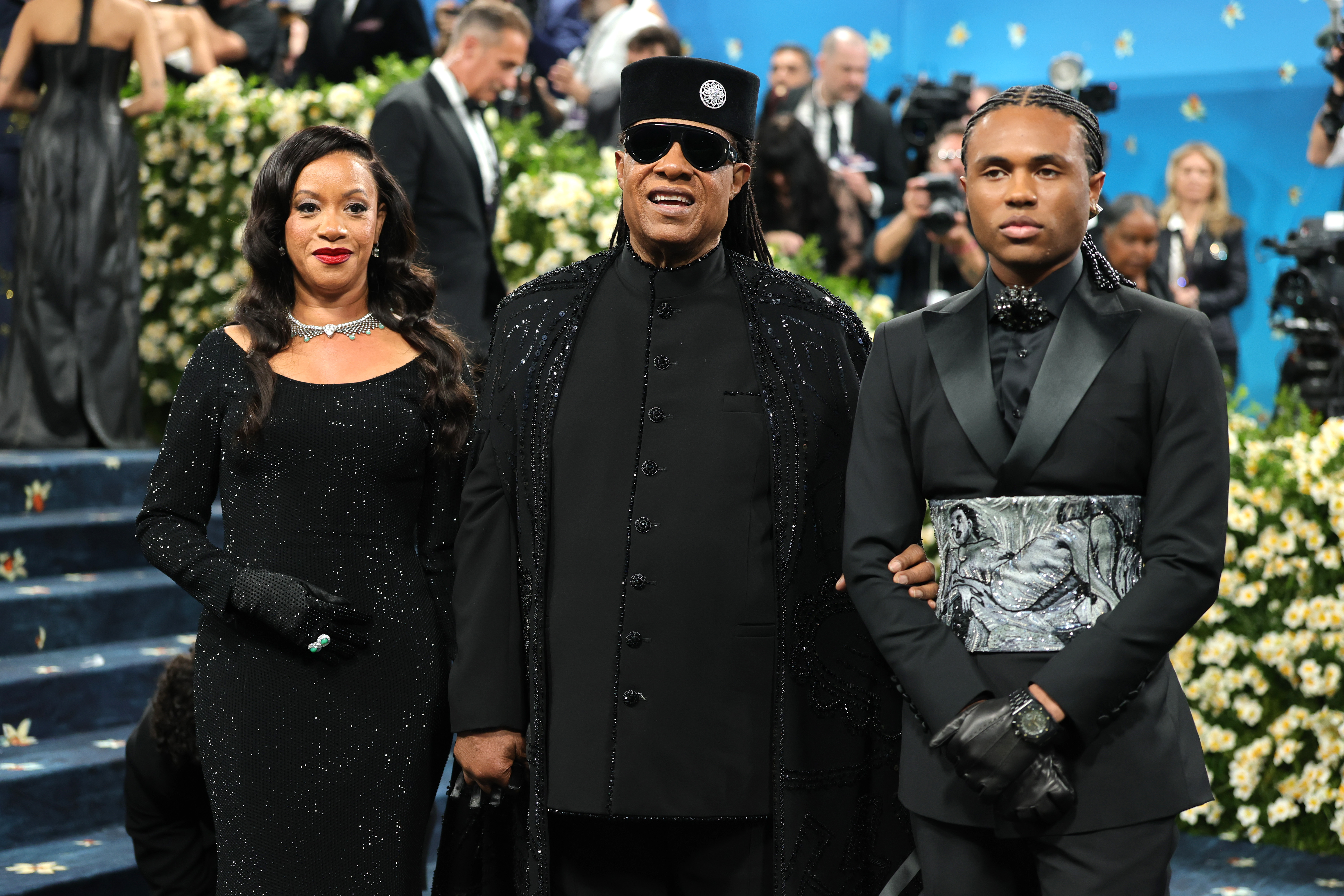 Stevie Wonder with his wife, Tomeeka, and son, Kailand, at the 2025 Met Gala Celebrating "Superfine: Tailoring Black Style" at Metropolitan Museum of Art on May 5, 2025, in New York City. | Source: Getty Images