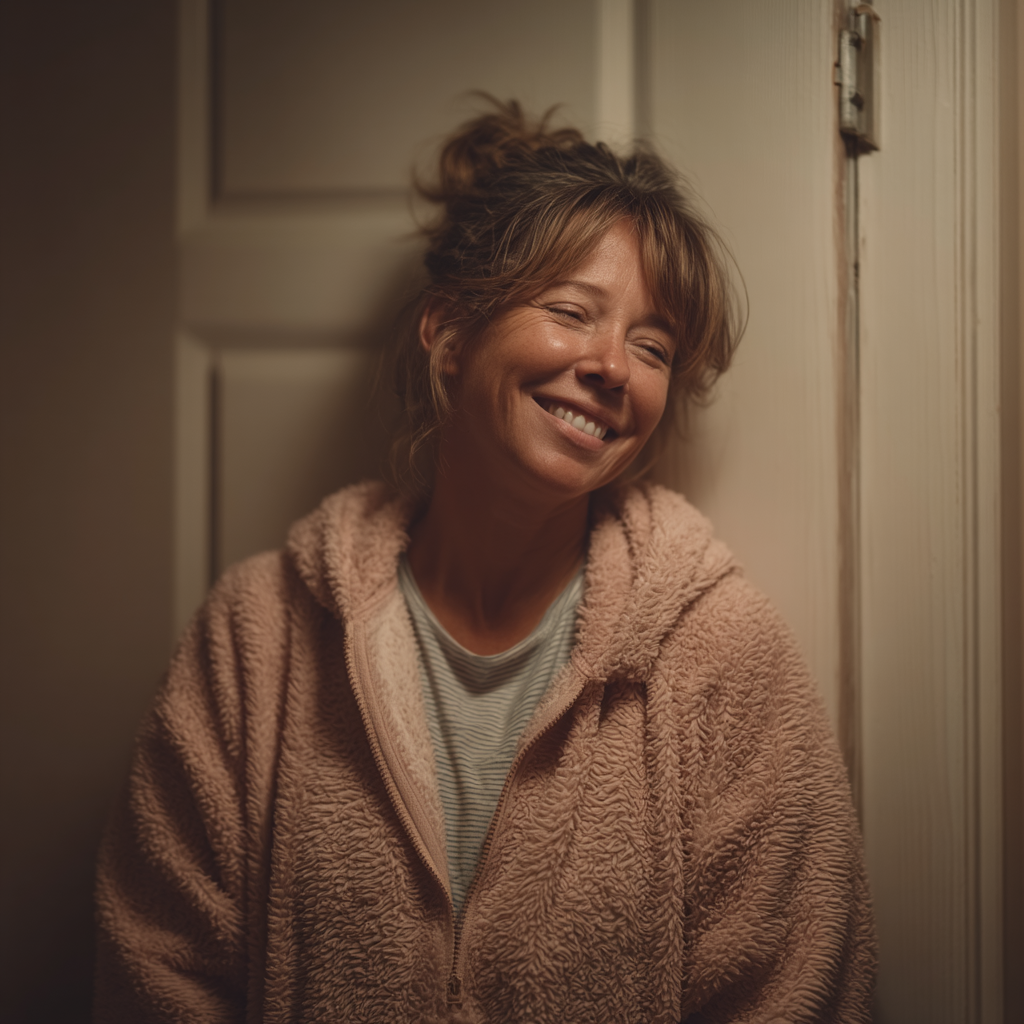 A happy woman indoors | Source: Midjourney