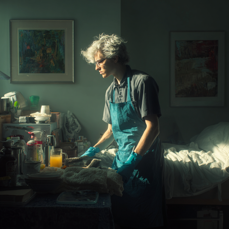 A young man working in a nursing home | Source: Midjourney