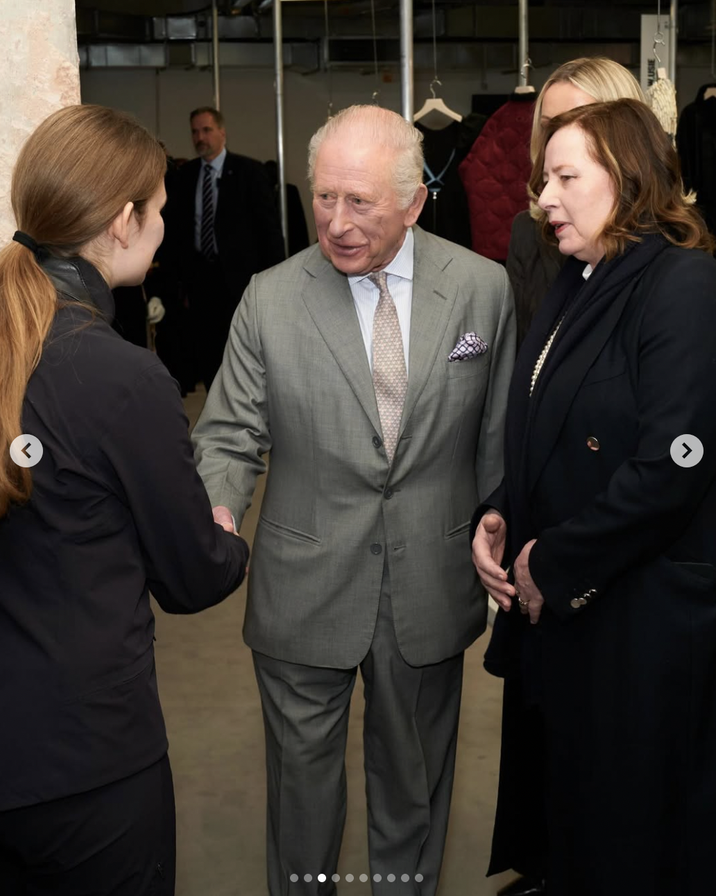King Charles III being greeted by young British fashion designer Johanna Parv at the opening of London Fashion Week | Source: instagram/theroyalfamily