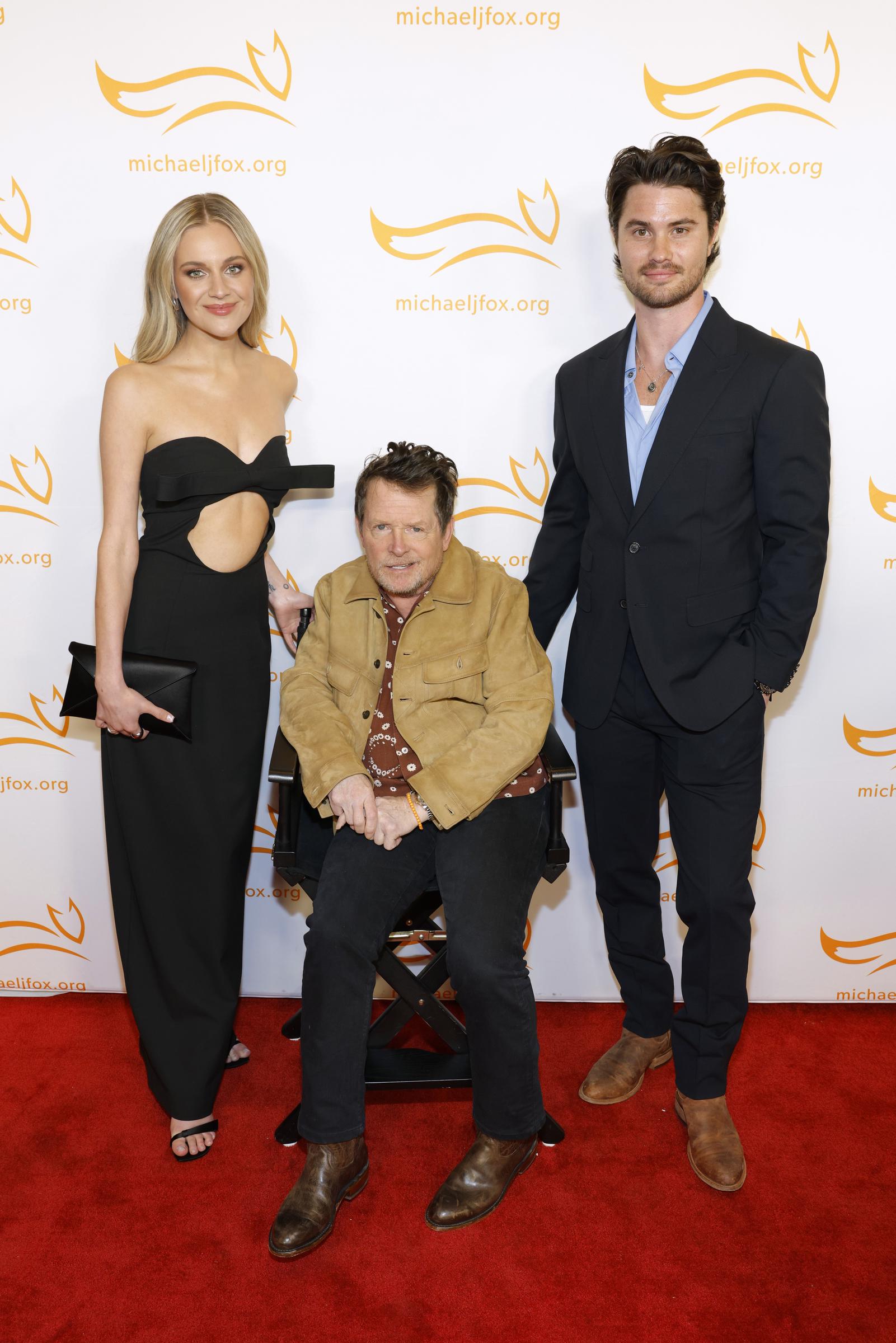 Kelsea Ballerini, Michael J. Fox, and Chase Stokes attend "A Country Thing Happened On The Way To Cure Parkinson's" benefitting The Michael J. Fox Foundation on April 16, 2025, in Nashville, Tennessee. | Source: Getty Images