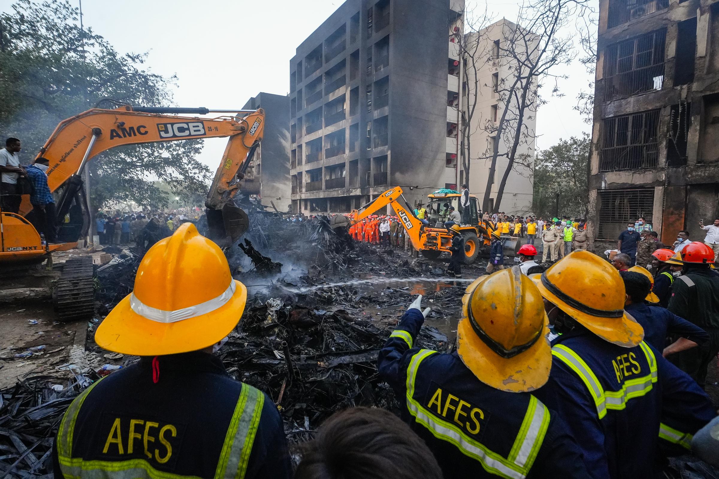 A view of the site where a plane crashed shortly after takeoff from Sardar Vallabhbhai Patel International Airport in India's western state of Gujarat on June 12, 2025. | Source: Getty Images