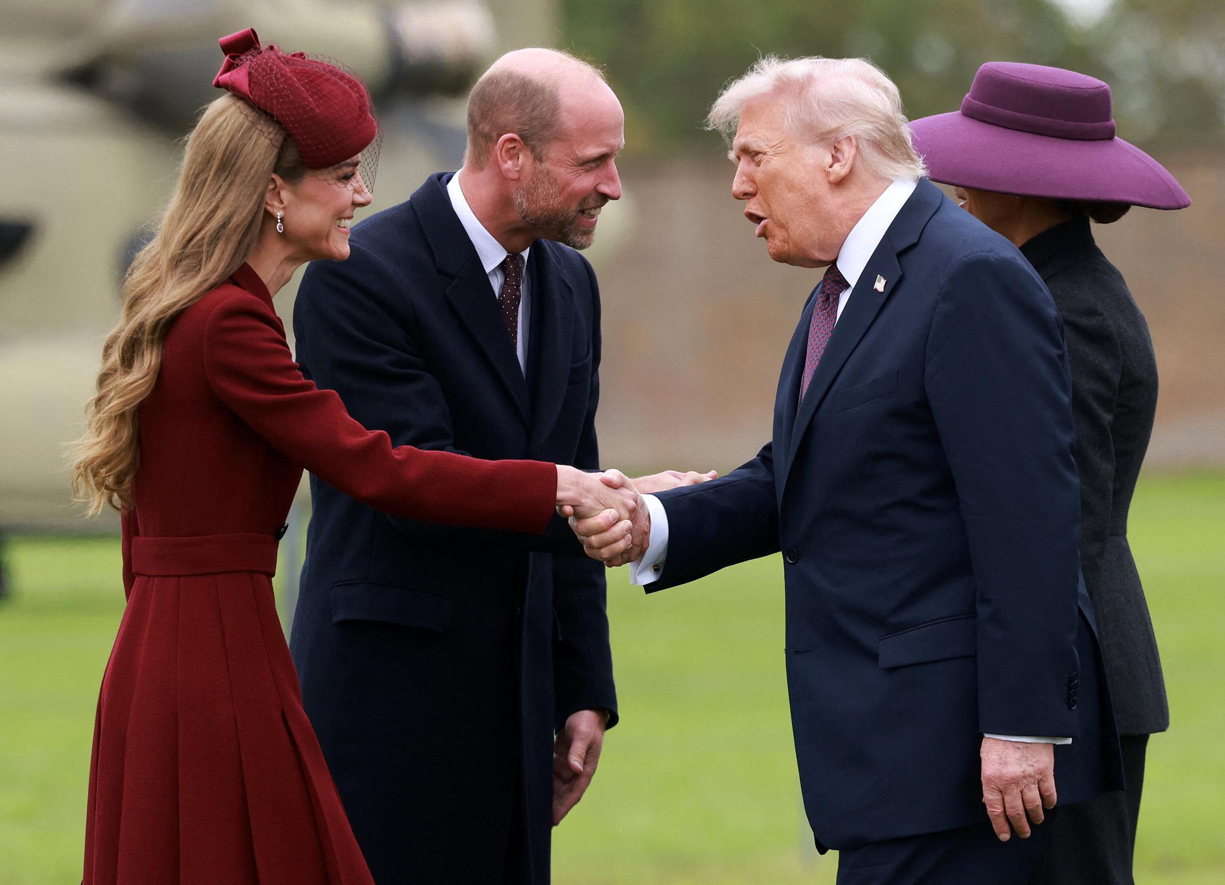 President Donald Trump greets Princess Catherine upon arriving at Windsor Castle on September 17, 2025. | Source: Getty Images