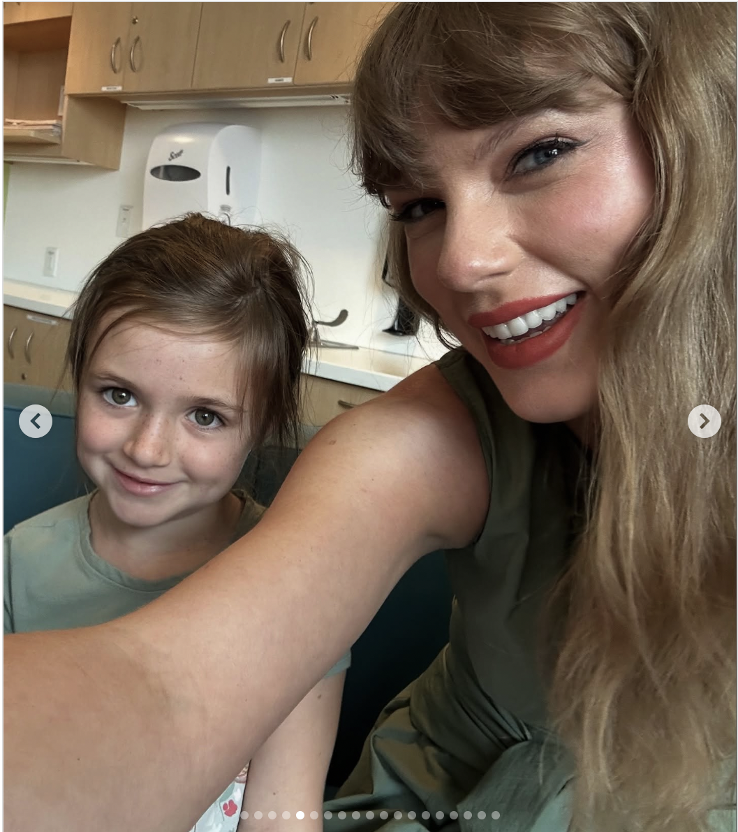 Taylor Swift takes a selfie with a young girl at Joe DiMaggio Children's Hospital in Florida on June 12, 2025 | Source: Instagram/jdchospital