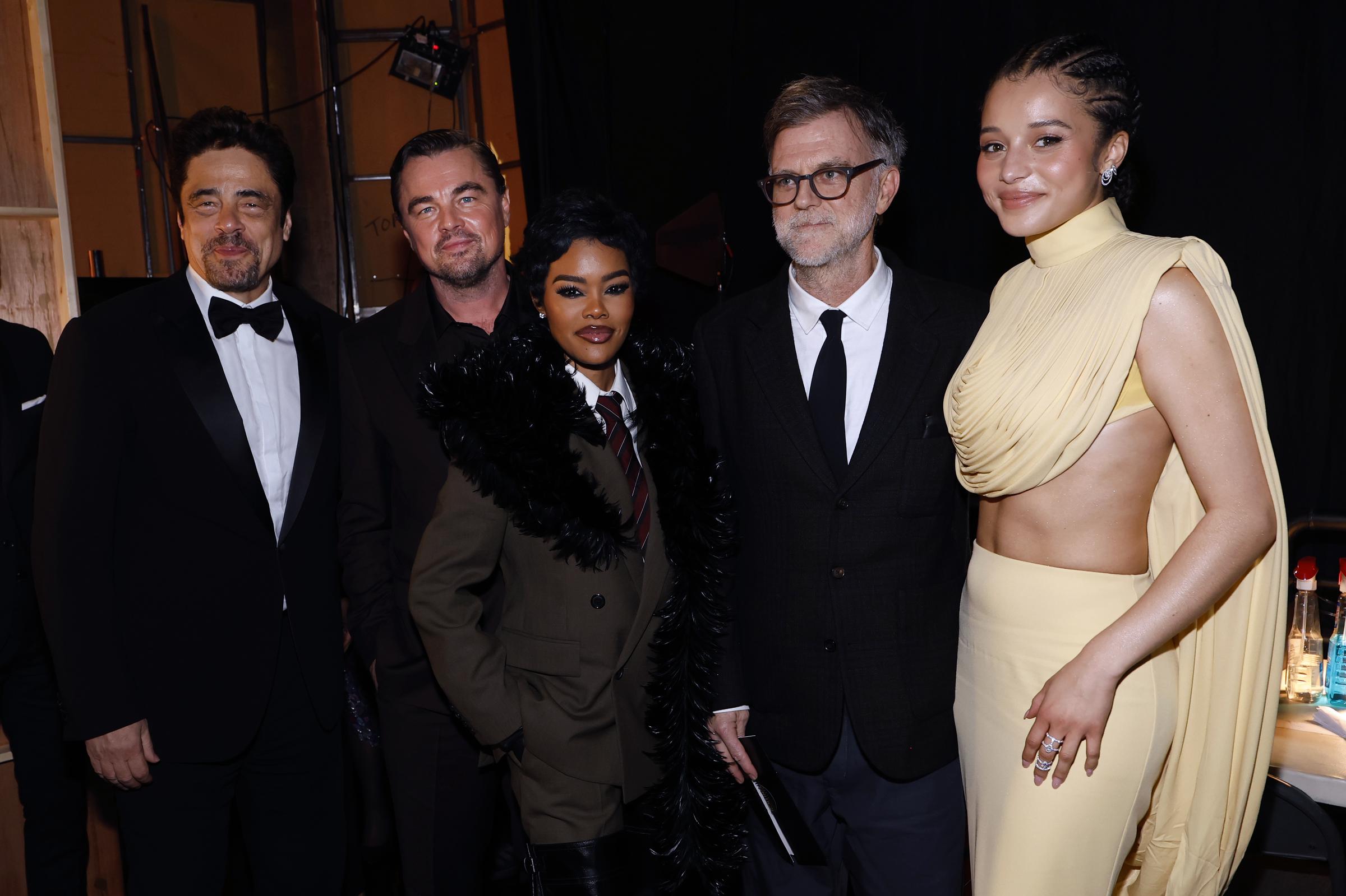 enicio del Toro, Leonardo DiCaprio, Teyana Taylor, Paul Thomas Anderson, and Chase Infiniti attend the 31st Annual Critics Choice Awards at Barker Hangar on January 04, 2026 in Santa Monica, California. | Source: Getty Images