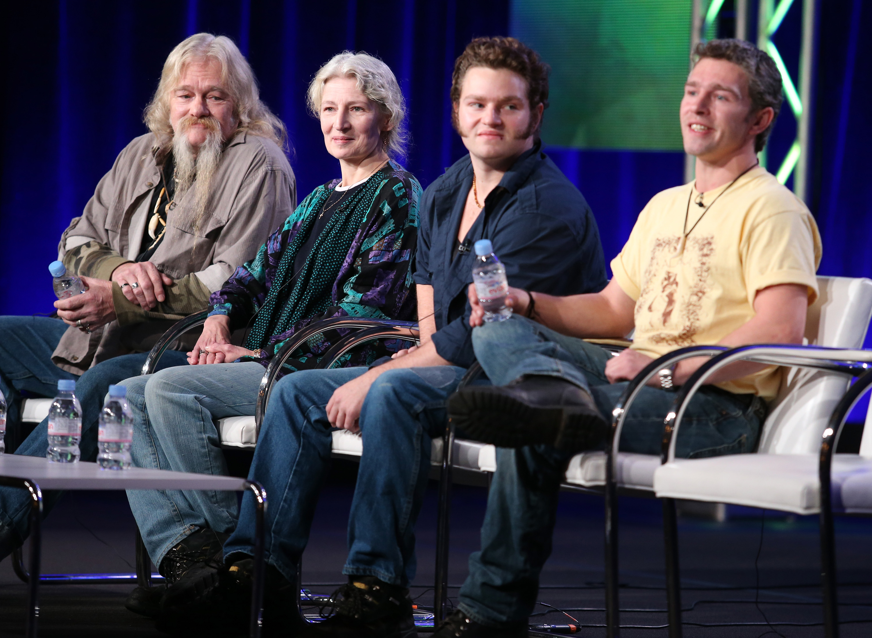 (L-R) Billy Brown, Ami Brown, Gabe Brown, and Matthew Brown speak onstage during the 'Animal Planet: Alaska Bush Family' panel discussion at the Discovery Communications portion of the 2014 Winter Television Critics Association tour at the Langham Hotel on January 9, 2014 in Pasadena, California. | Source: Getty Images