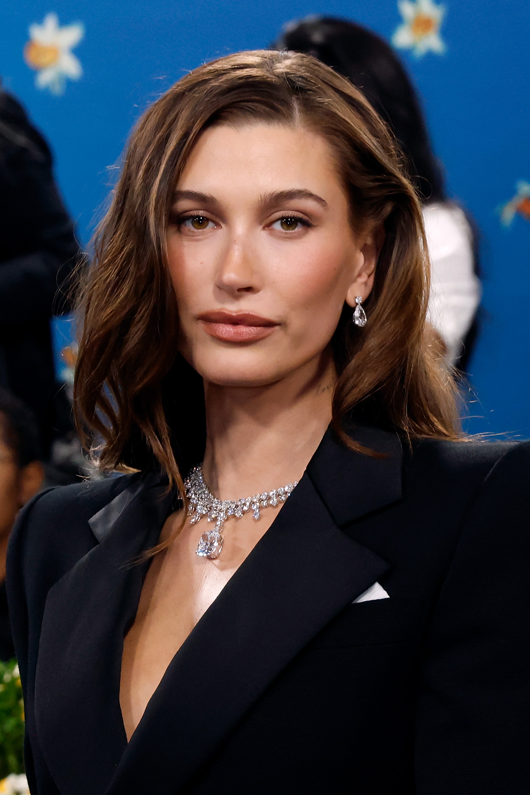 Hailey Bieber attends "Superfine: Tailoring Black Style", the 2025 Costume Institute Benefit, at Metropolitan Museum of Art on May 5, 2025, in New York City. | Source: Getty Images