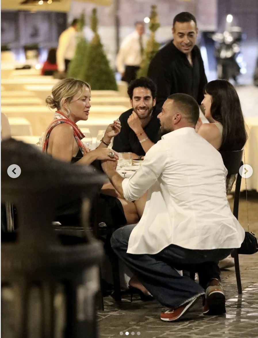 Kate Hudson and Dakota Johnson catch up with Ricky Martin and his friend, Saudi film producer Mohammed Al Turki in Rome, Italy, posted on July 3, 2025 | Source: Instagram/justjared