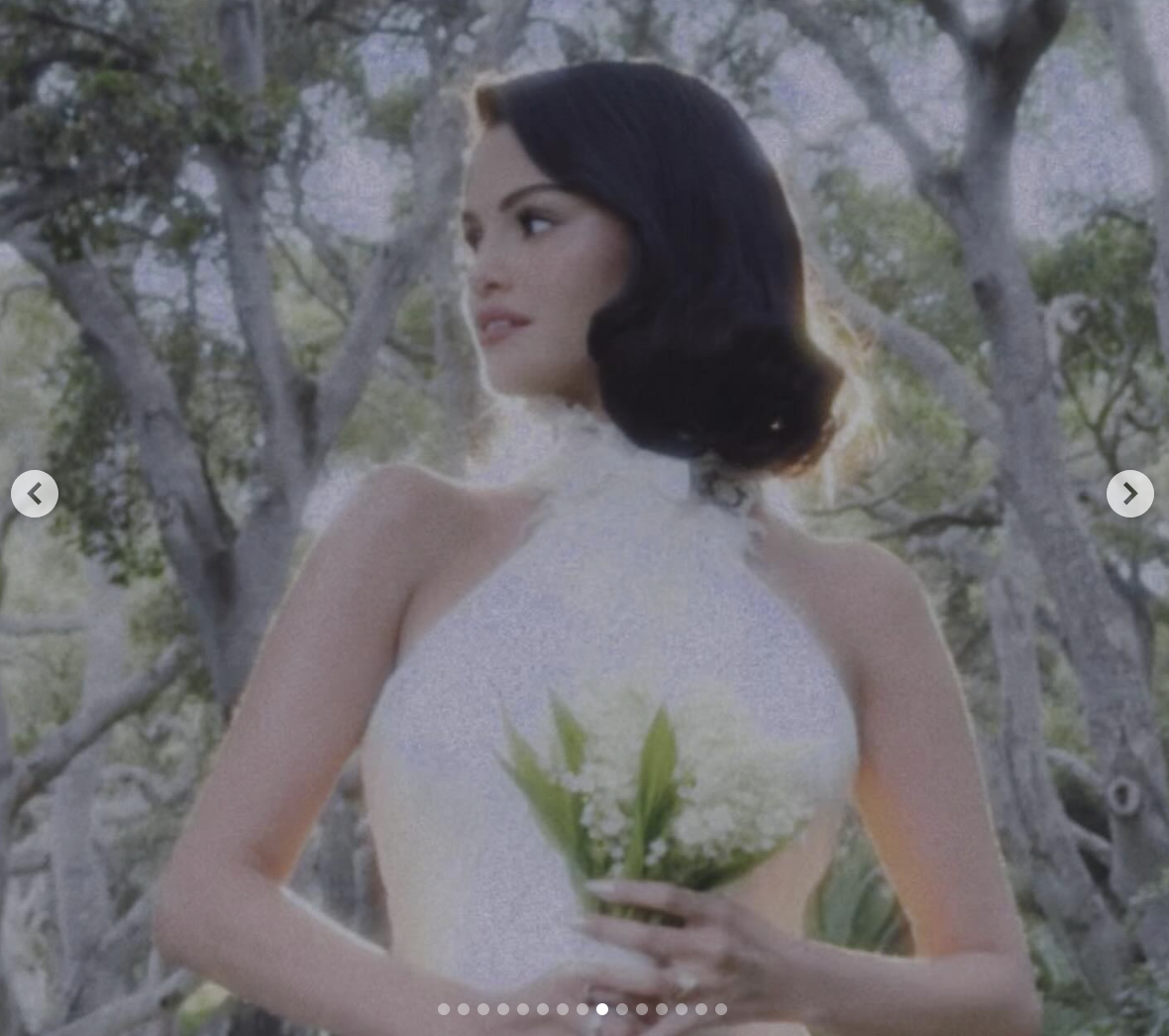 Selena Gomez poses in her Ralph Lauren wedding gown on September 27, 2025. | Source: Instagram/selenagomez