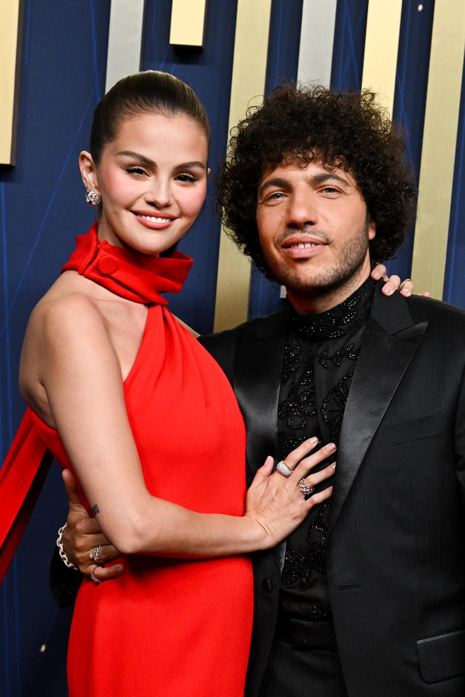 Selena Gomez and Benny Blanco attend the 77th Primetime Emmy Awards at Peacock Theater on September 14, 2025, in Los Angeles, California. | Source: Getty Images