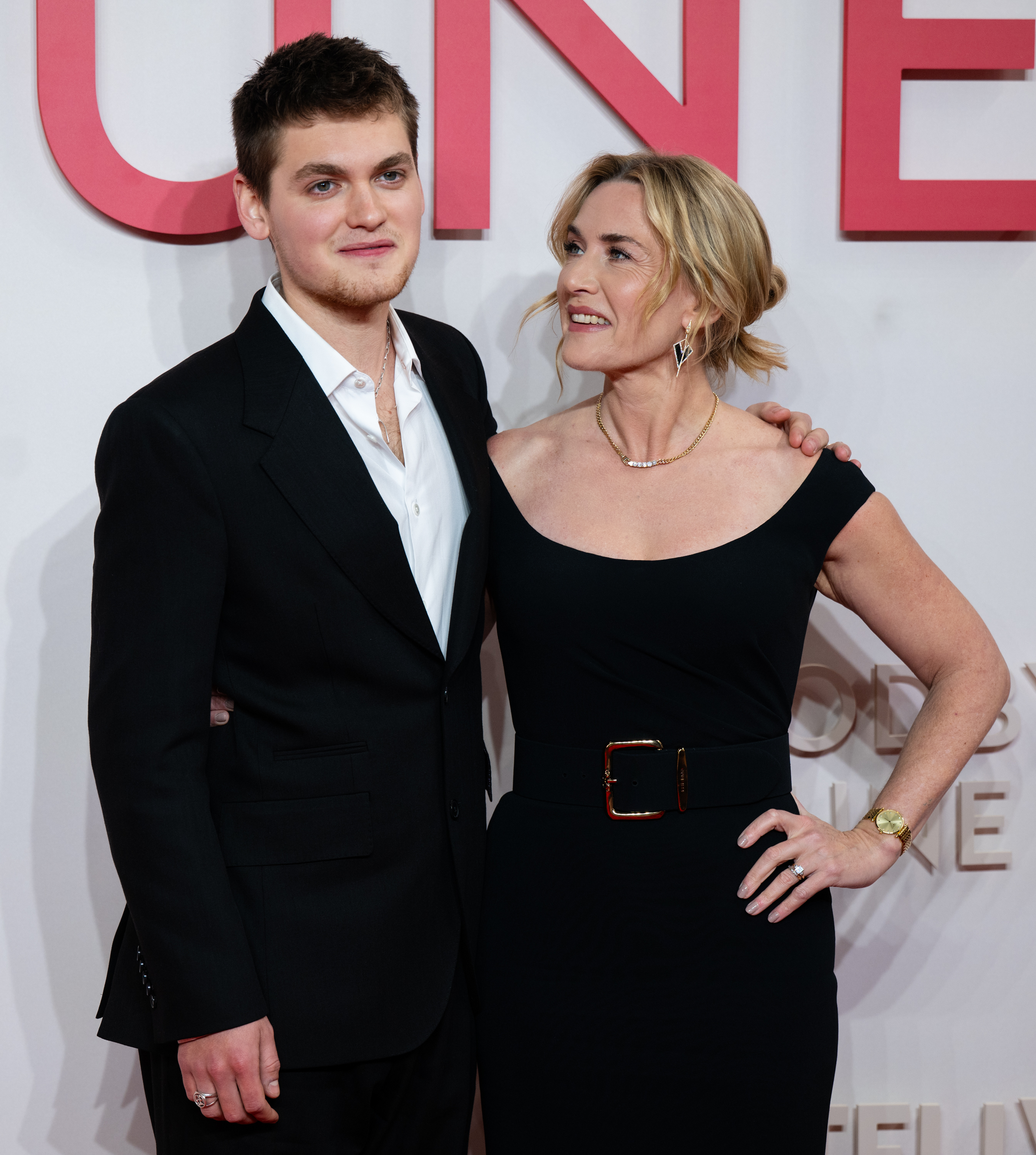 Kate Winslet and her son, Joe Anders, at the world premiere of their film, "Goodbye June" at the Curzon Mayfair on December 03, 2025 in London, England | Source: Getty Images