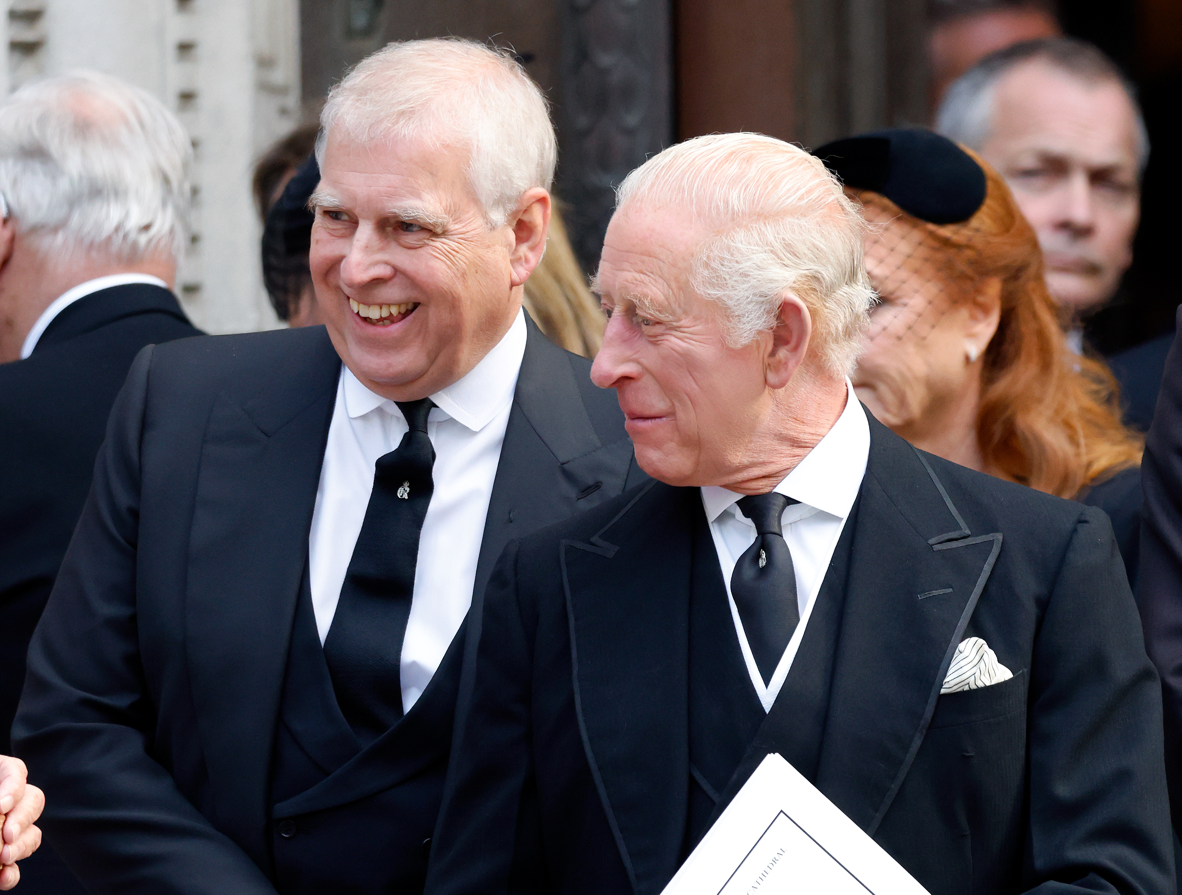 Prince Andrew, Duke of York and King Charles III attend Katharine, Duchess of Kent's Requiem Mass service at Westminster Cathedral on September 16, 2025 in London, England. | Source: Getty Images