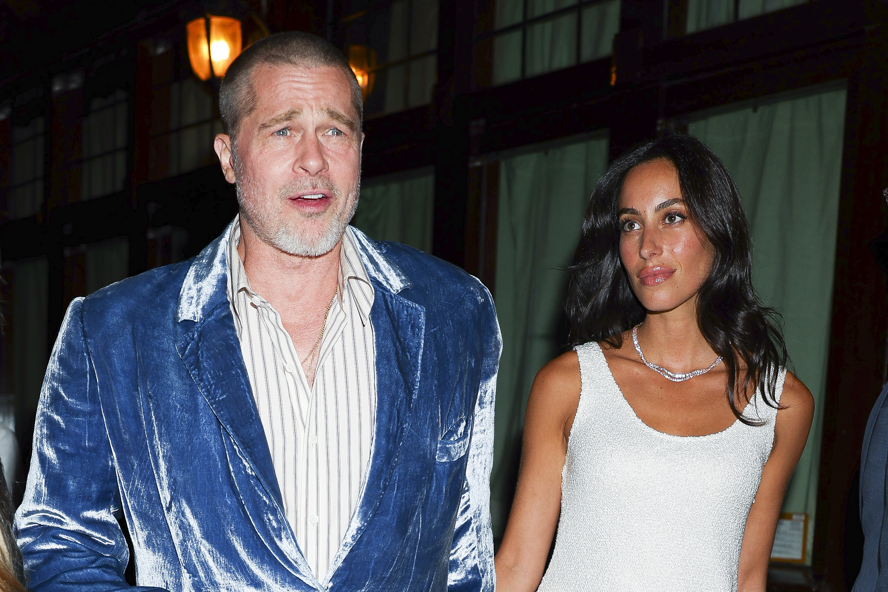 A close up of Brad Pitt and Ines de Ramon on June 14, 2025 in New York City | Source: Getty Images