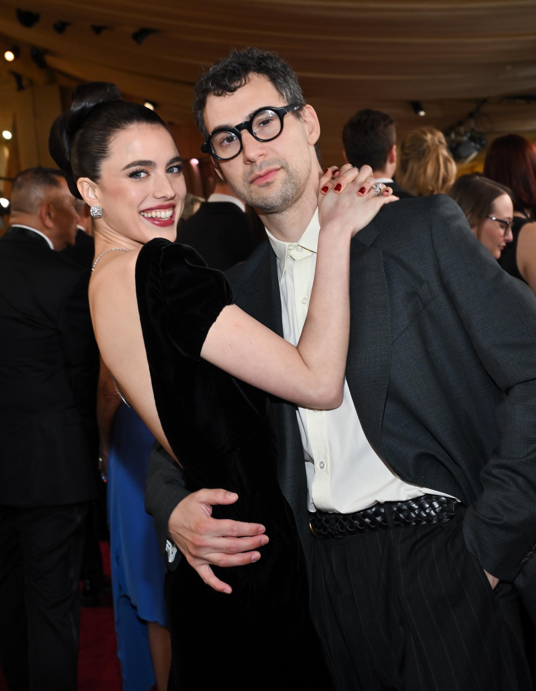 Margaret Qualley and Jack Antonoff at the 97th Oscars held at the Dolby Theatre on March 2, 2025 in Hollywood, California.