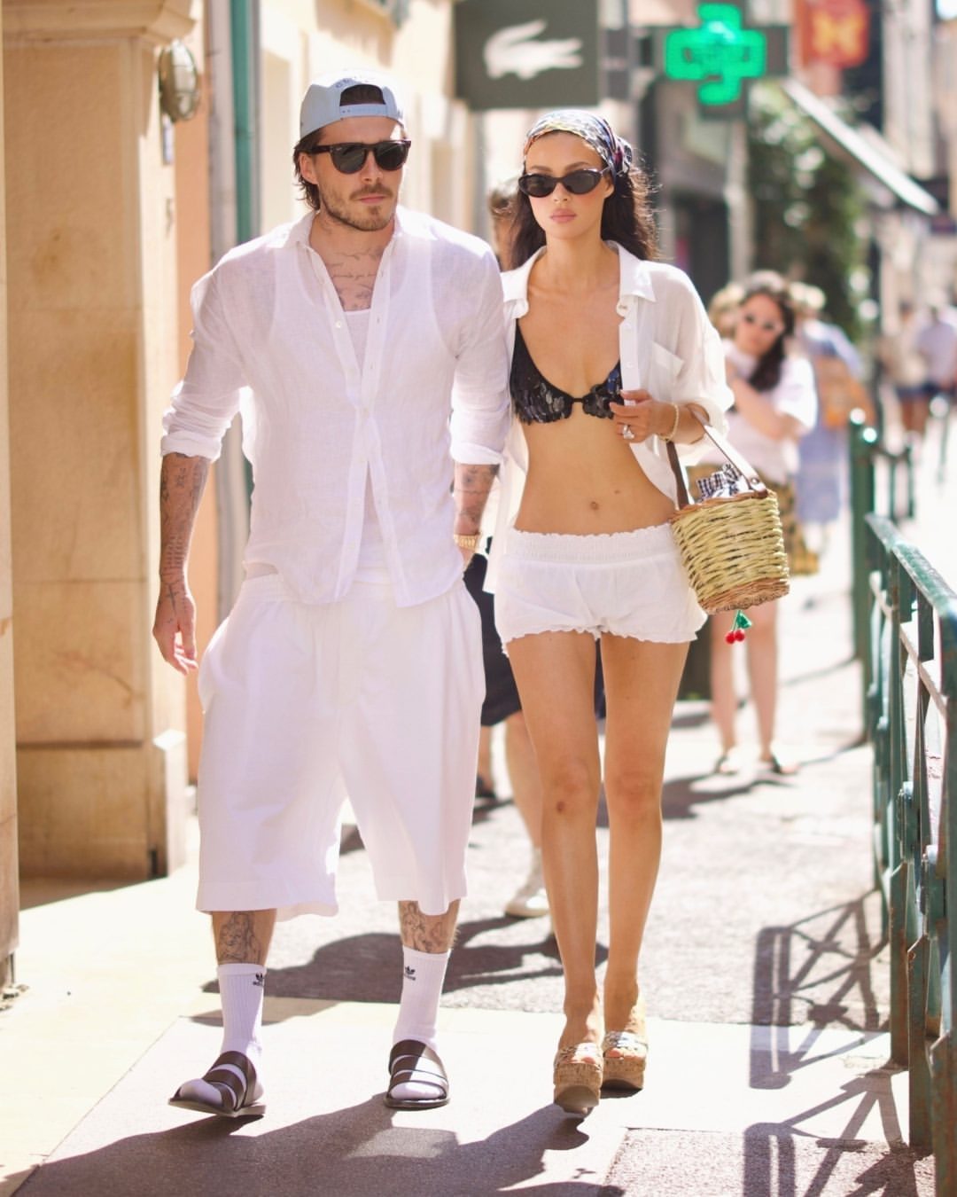 Brooklyn Beckham and Nicola Peltz in St. Tropez in a post shared on July 18, 2025. | Source: Instagram/pagesix