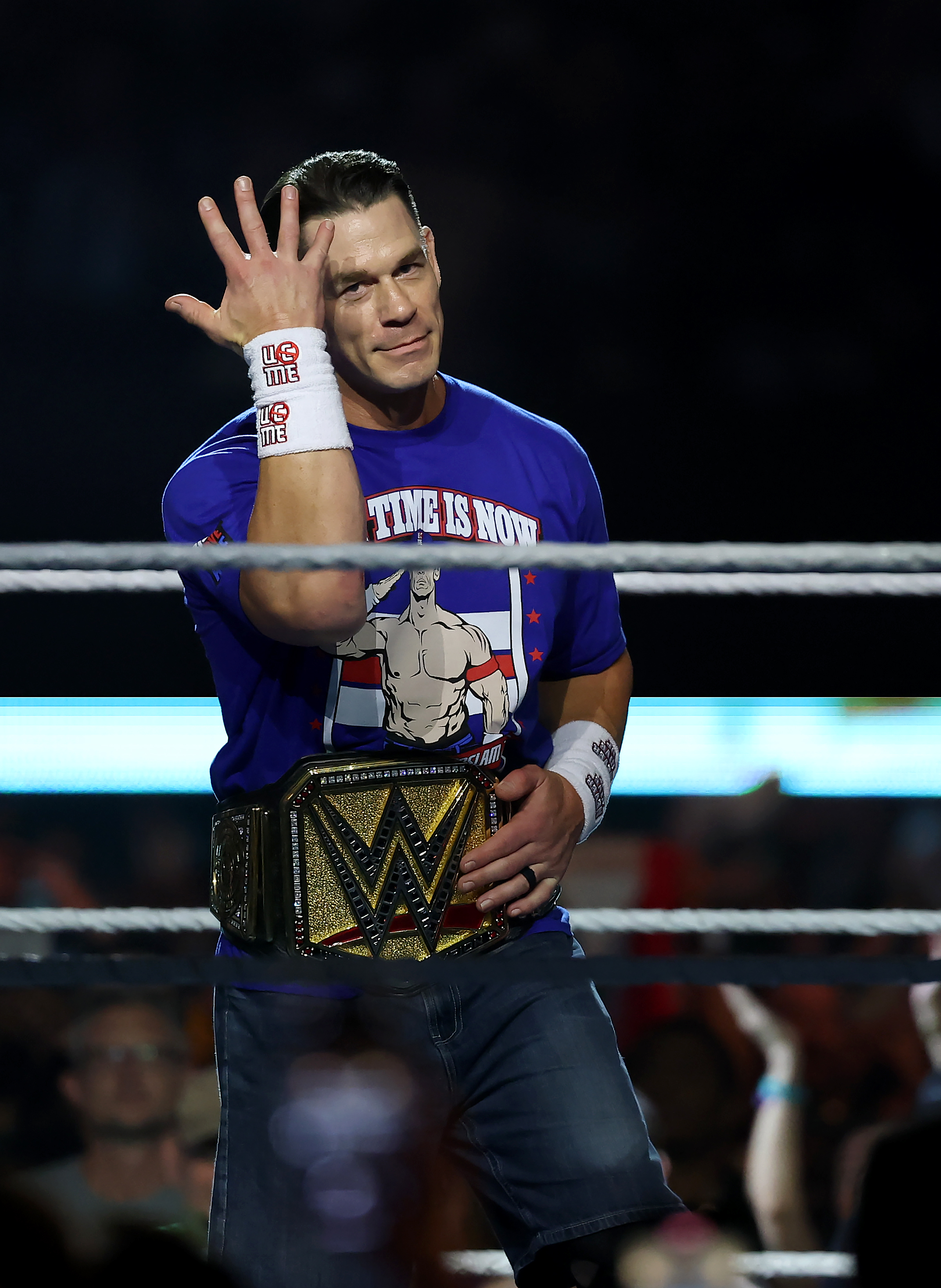 John Cena makes his entrance before the match against Cody Rhodes during the WWE 2025 SummerSlam at MetLife Stadium on August 3, 2025, in East Rutherford, New Jersey. | Source: Getty Images
