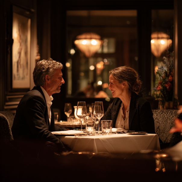 A couple at dinner | Source: Midjourney