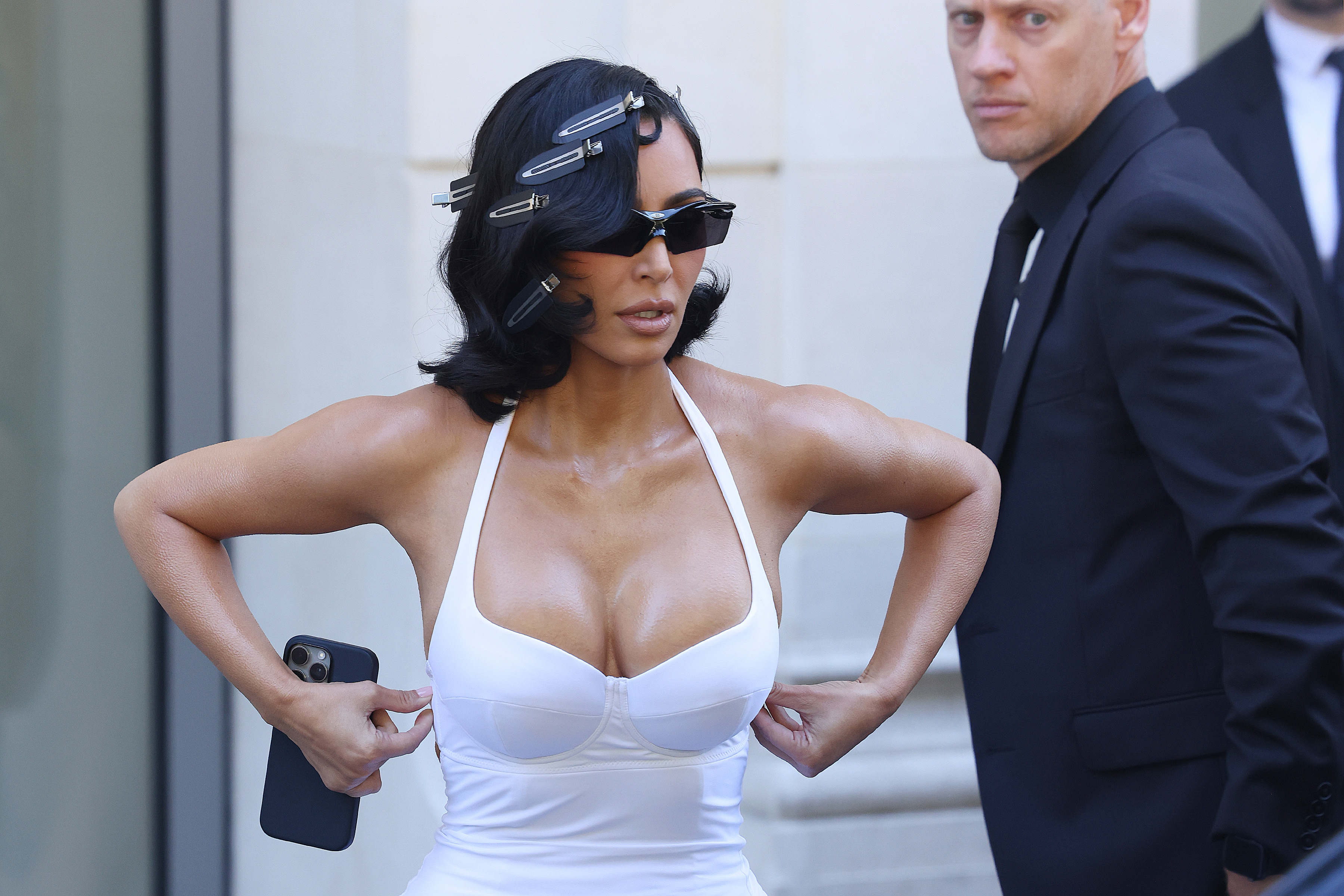 Kim Kardashian arrives at the Balenciaga Haute Couture Fall/Winter 2025/2026 show as part of Paris Fashion Week on July 09, 2025 in Paris, France. | Source: Getty Images