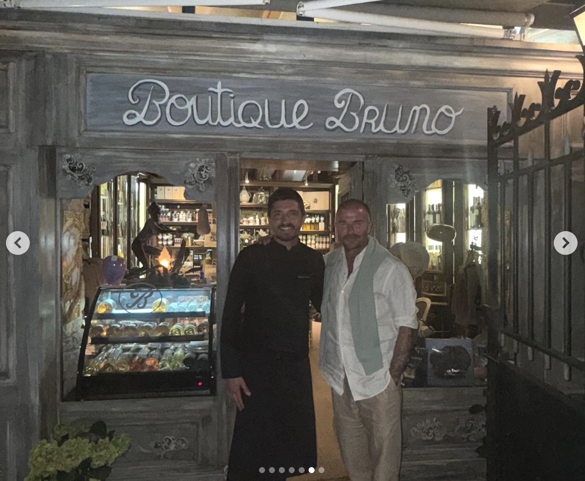 David Beckham poses with Chez Bruno's chef, posted on August 10, 2025. | Source: Instagram/davidbeckham